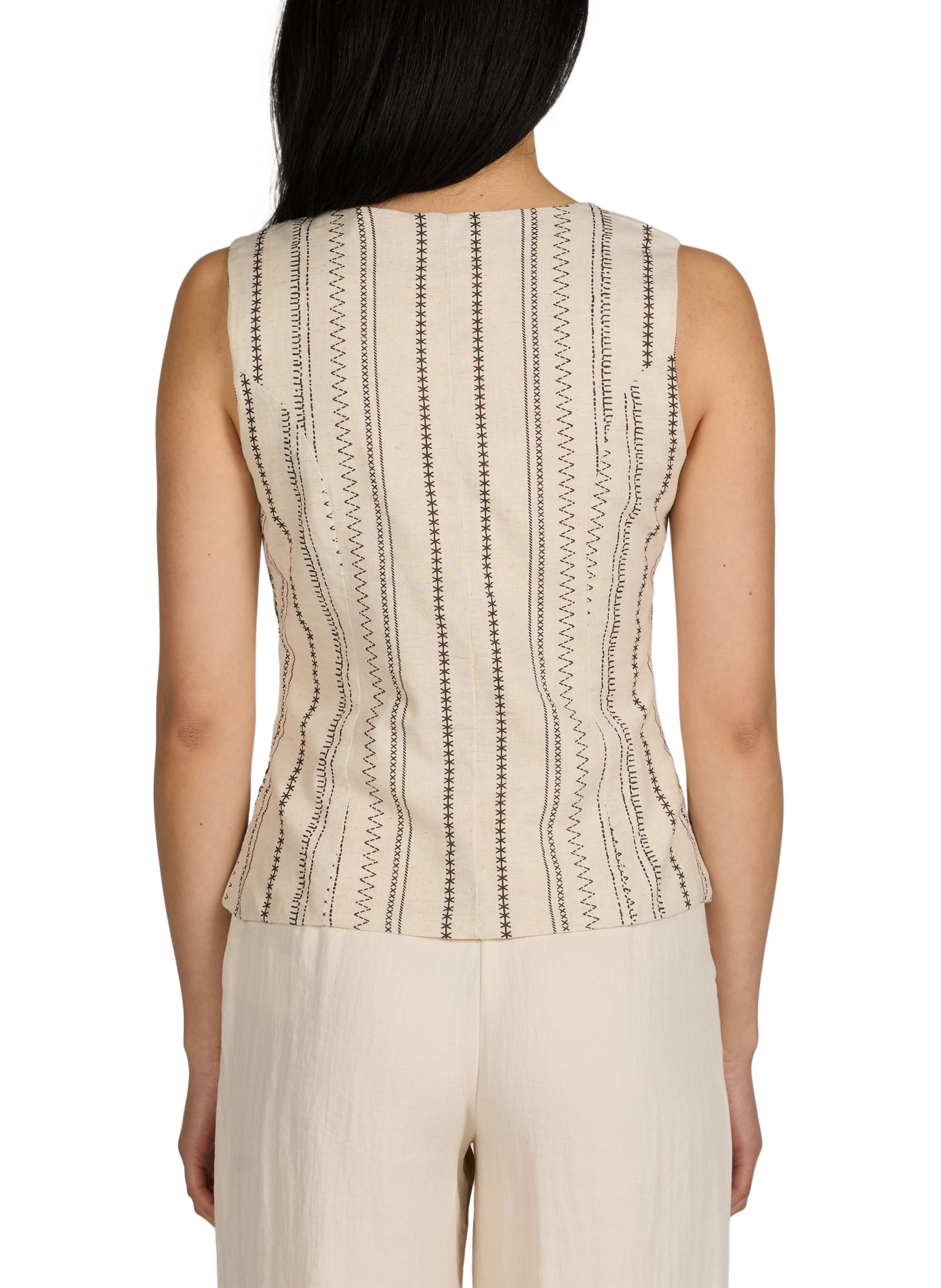 Top Vilinnen in cotone e lino VILA Multicolore
