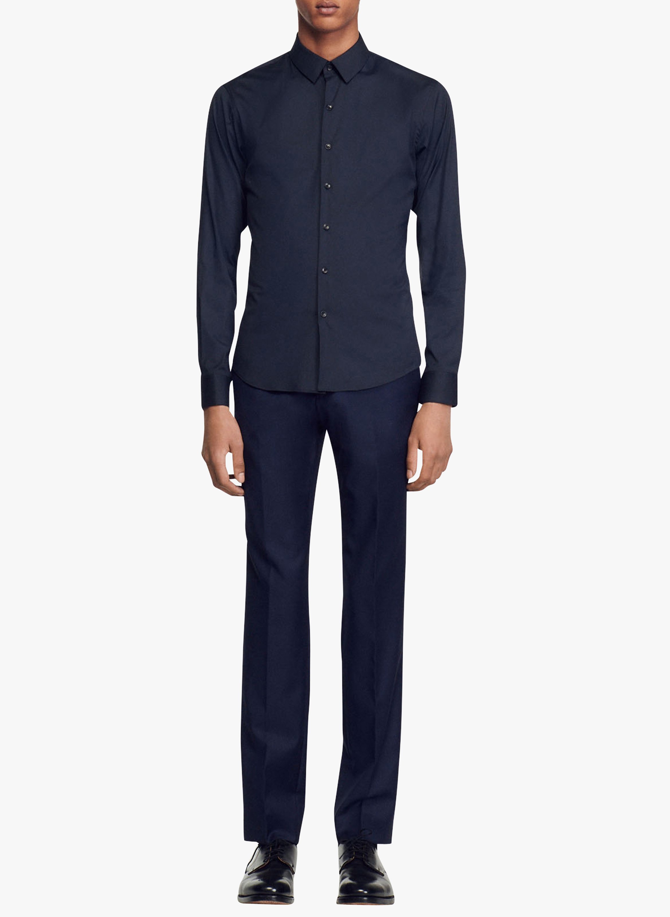 Chemise slim-fit en coton stretch Bleu