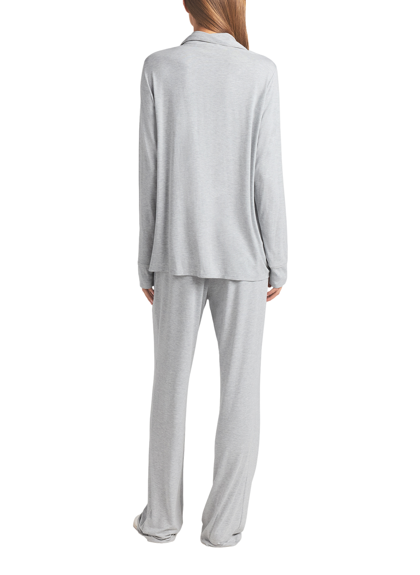 Set aus einfarbiger langer Pyjama. SKIMS Grau