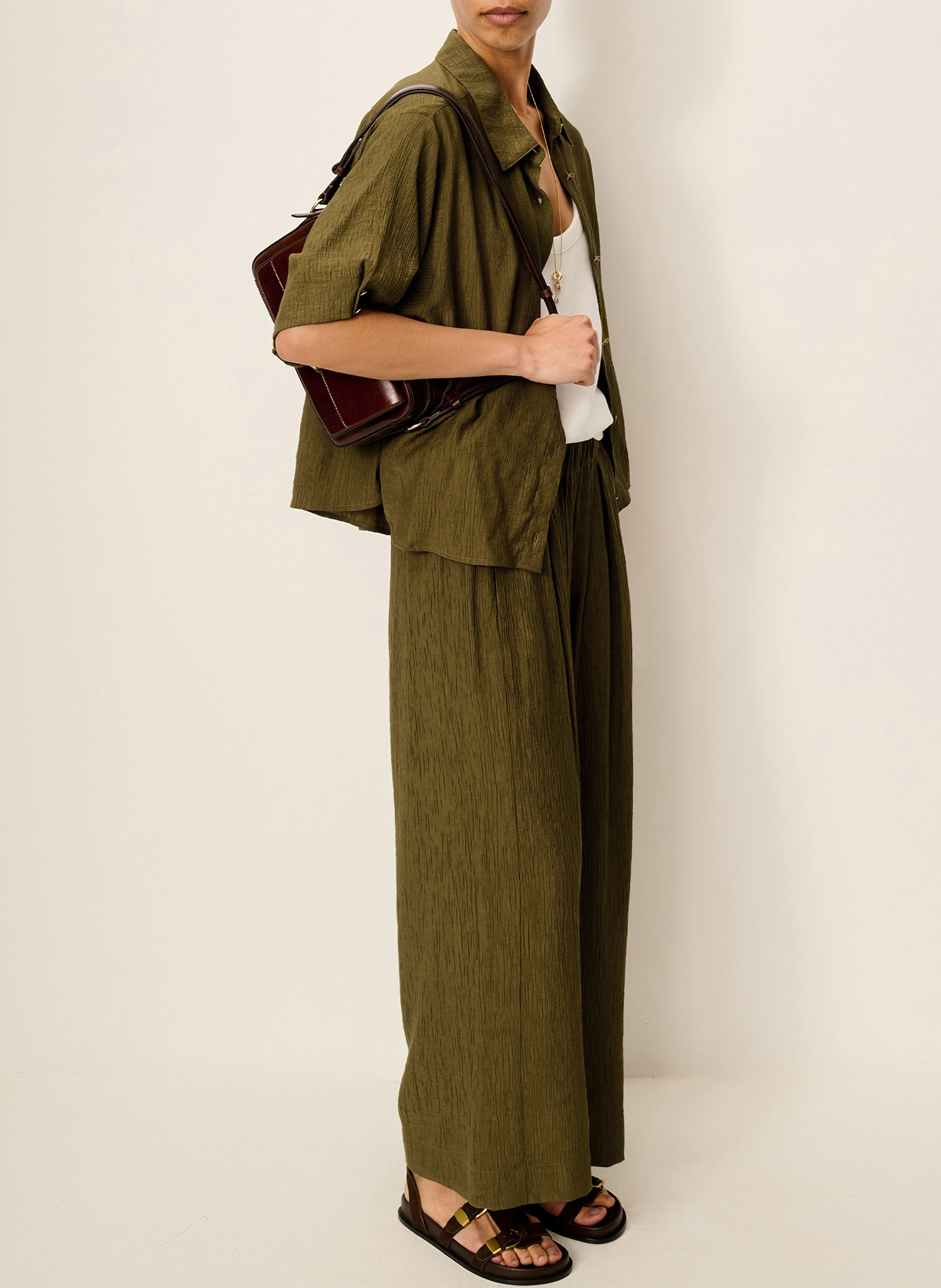 Chemise col classique kalya SESSUN Kaki
