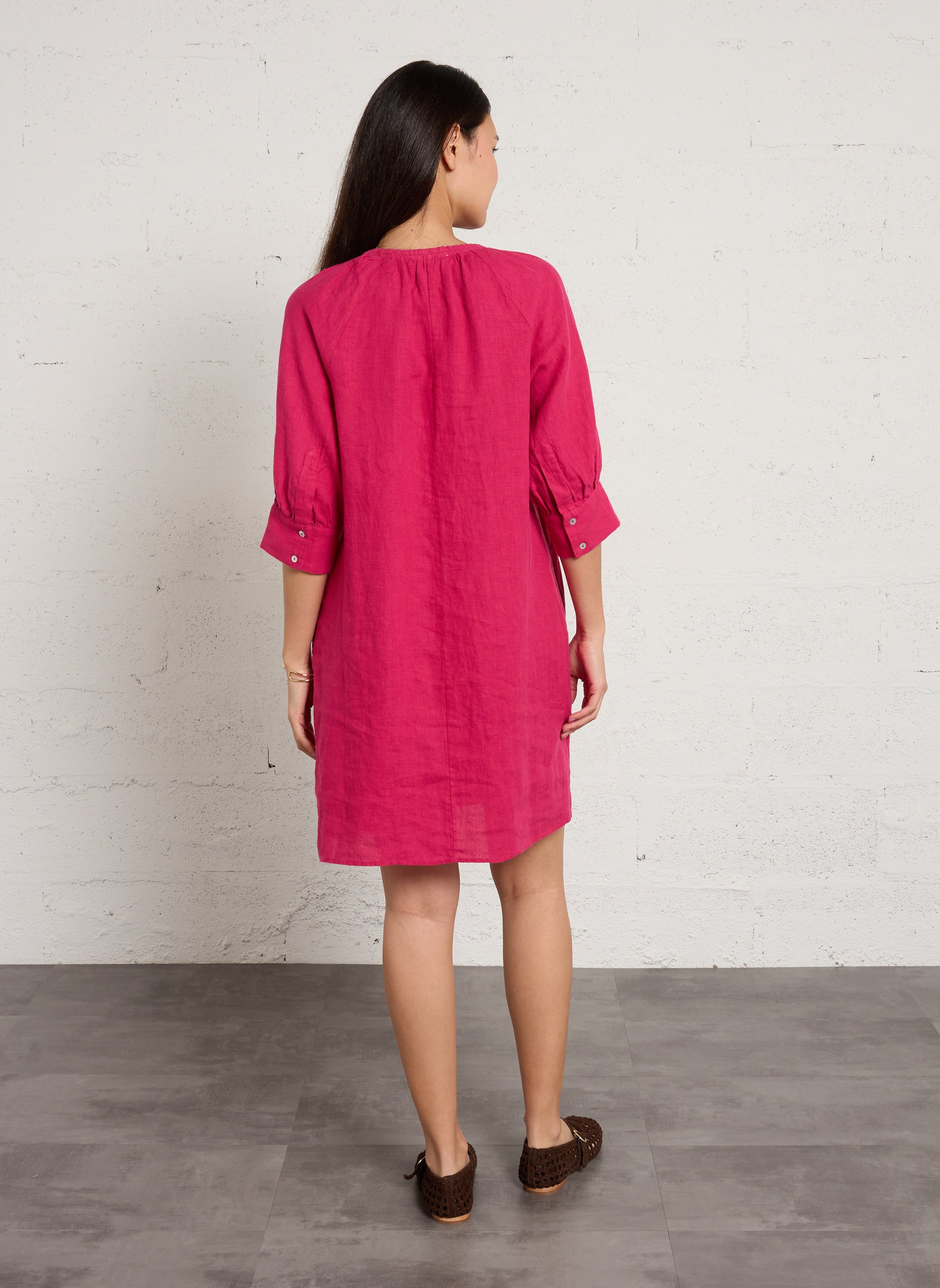 Robe courte ample en lin blinny MAISON 123 Rose