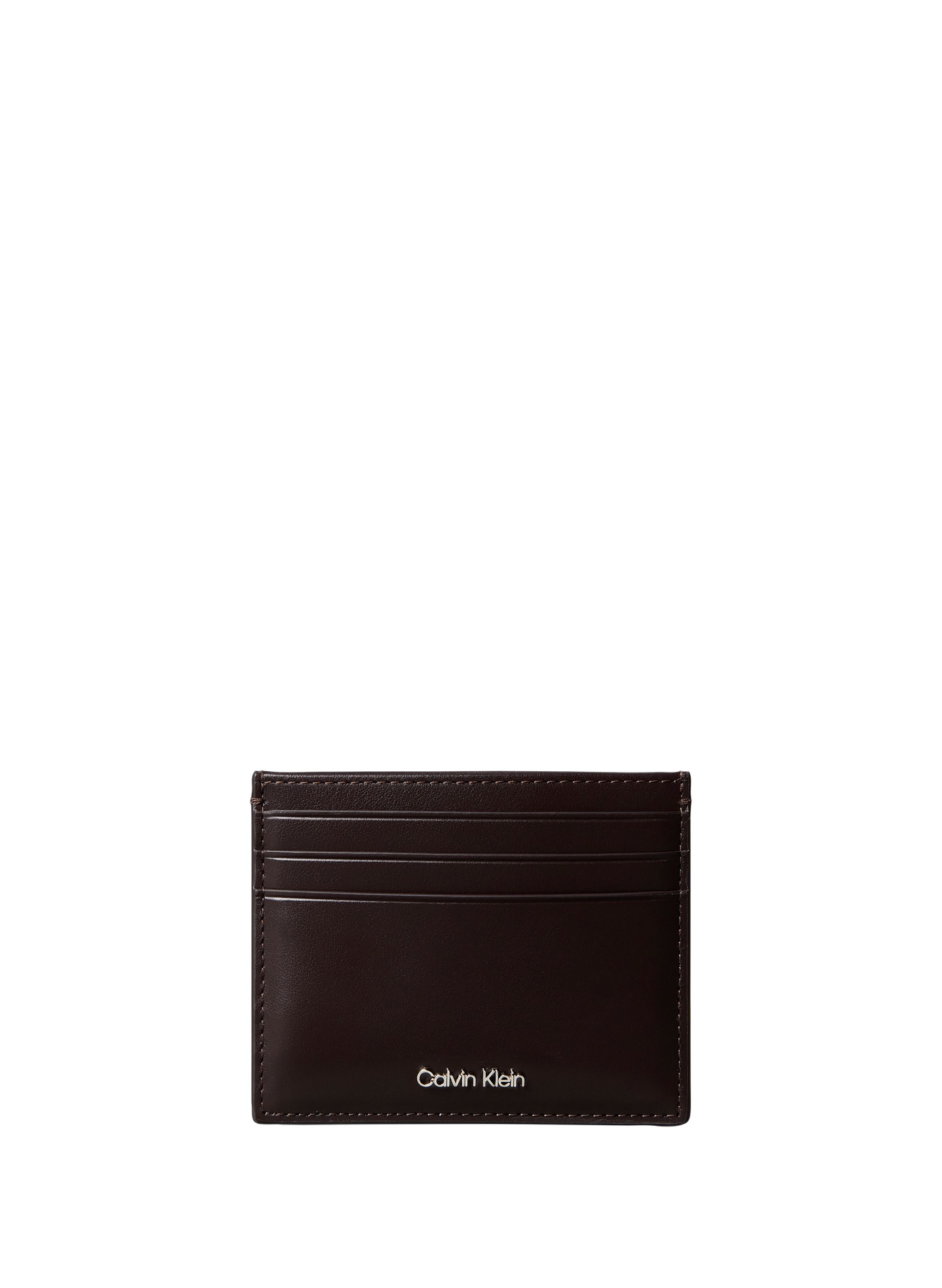 Calfskin leather card holder CALVIN KLEIN Brown