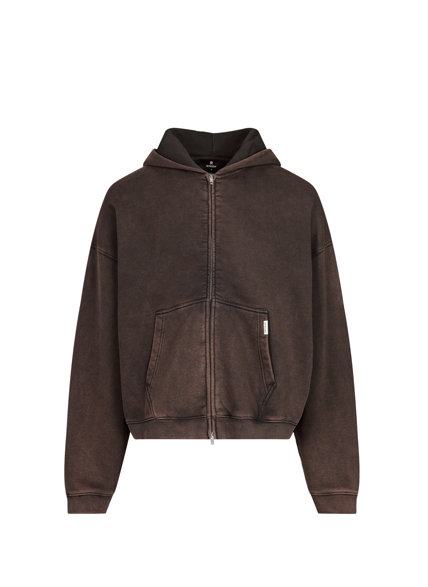 Oversized Hooded Zip-Up Sweatshirt REPRESENT Brown
