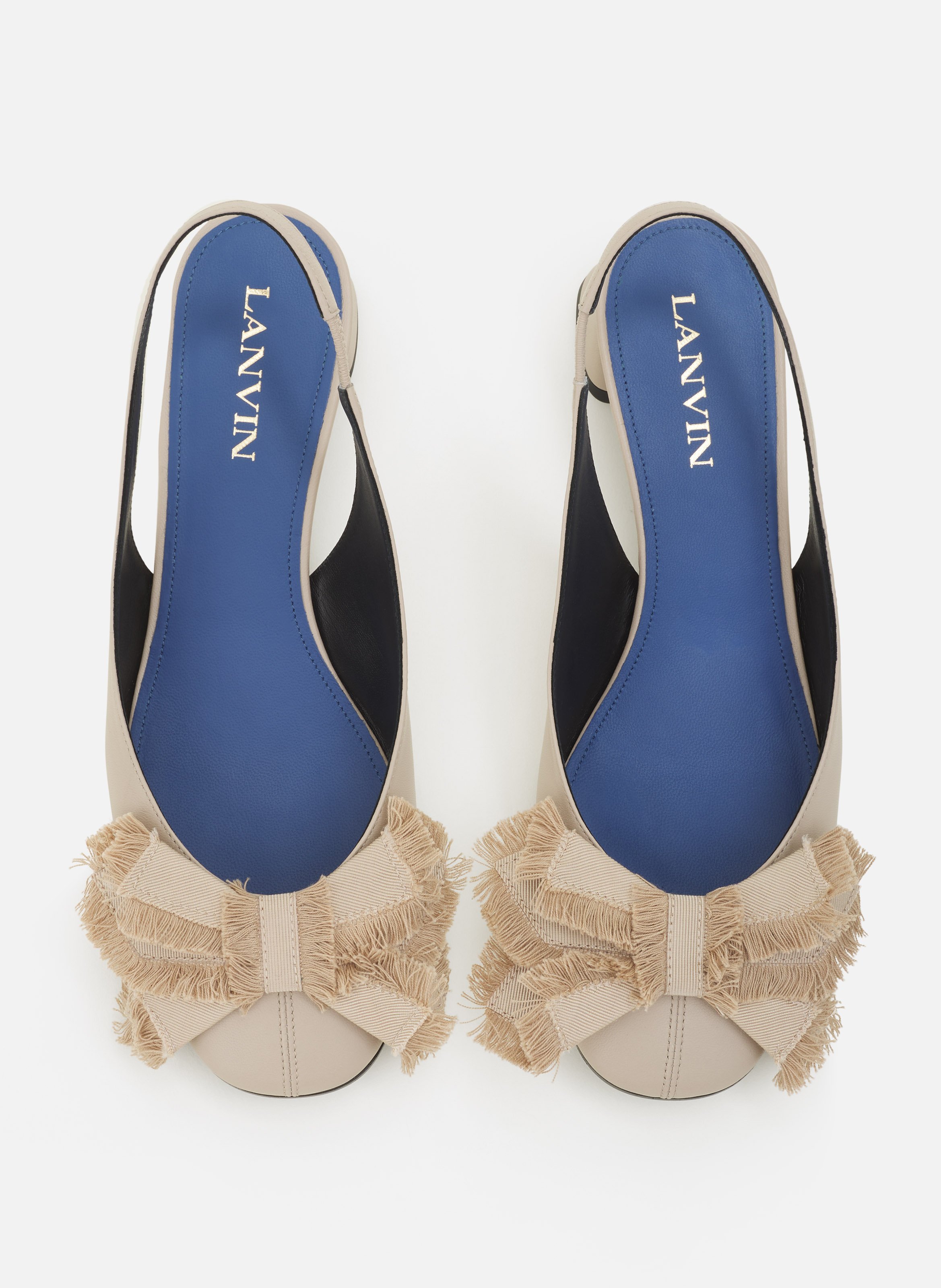 Slingback à talons ballerine en cuir LANVIN Beige