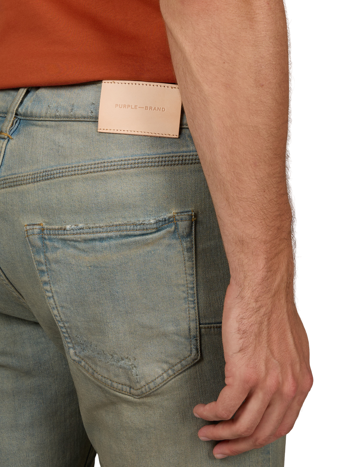 Ripped slim fit jeans in blended cotton PURPLE BRAND Blue