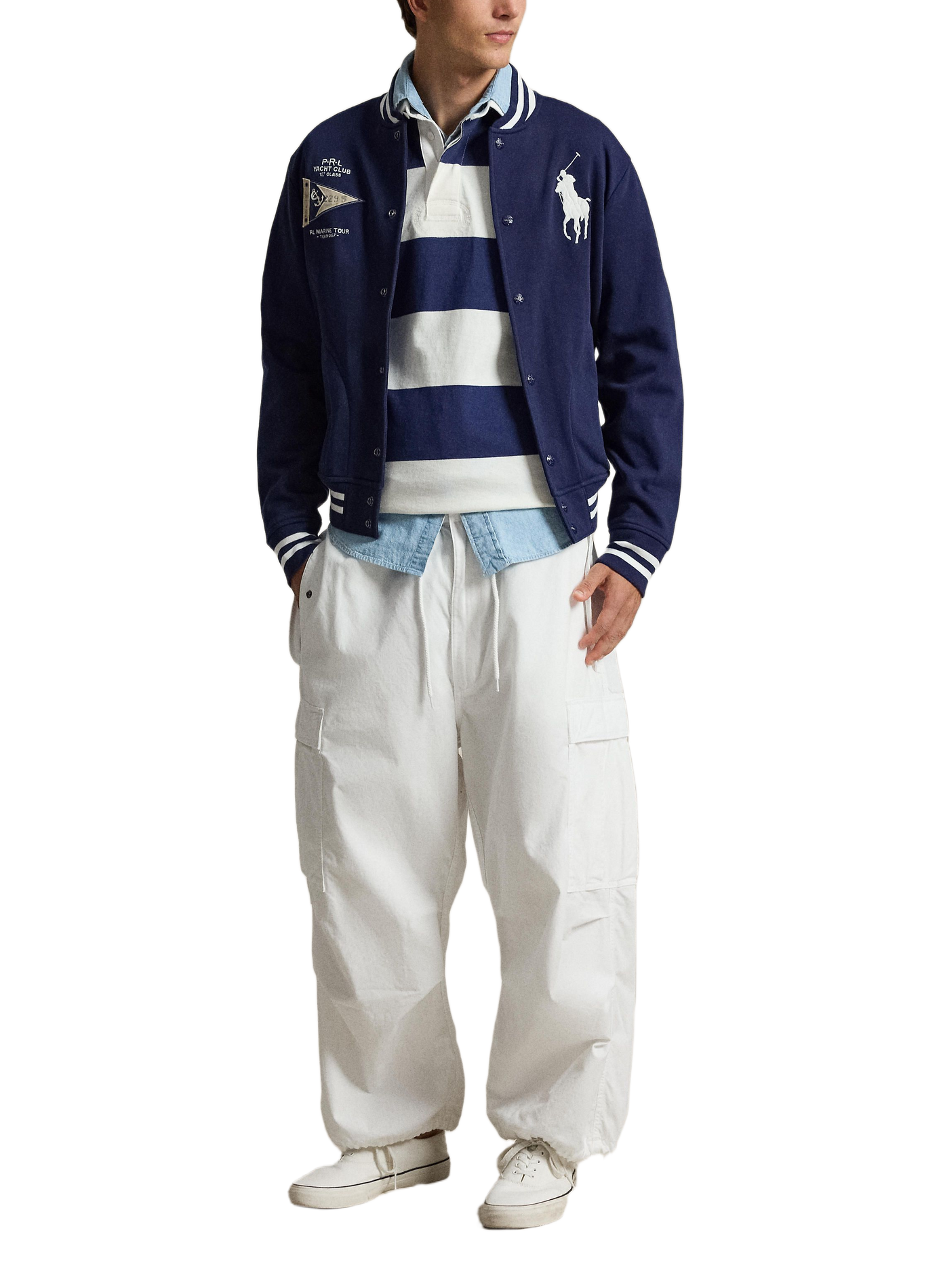 Varsity-Jacke aus Baumwollmischung POLO RALPH LAUREN Blau