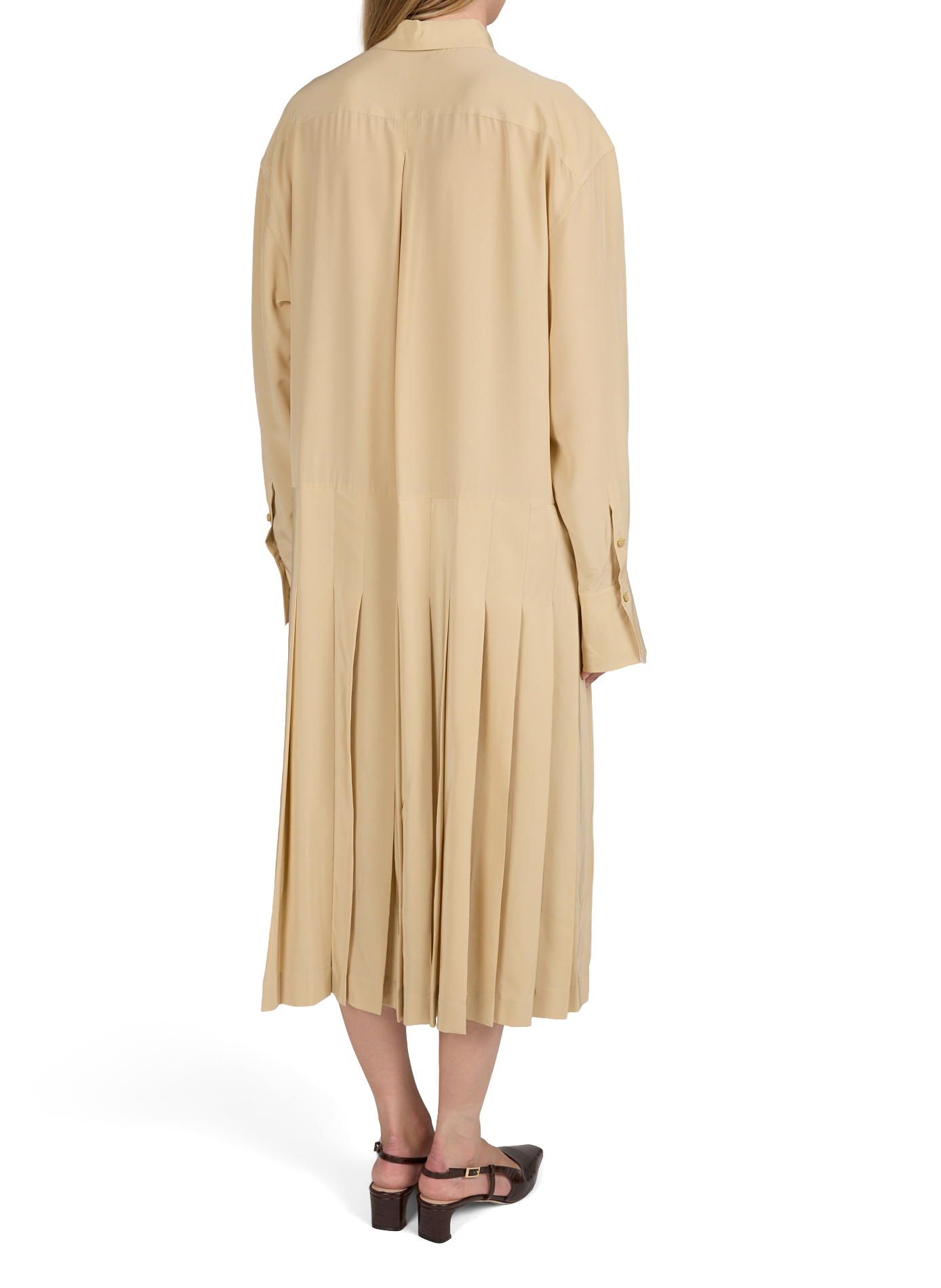 Geknittertes Seidenhemdkleid TOTEME Beige