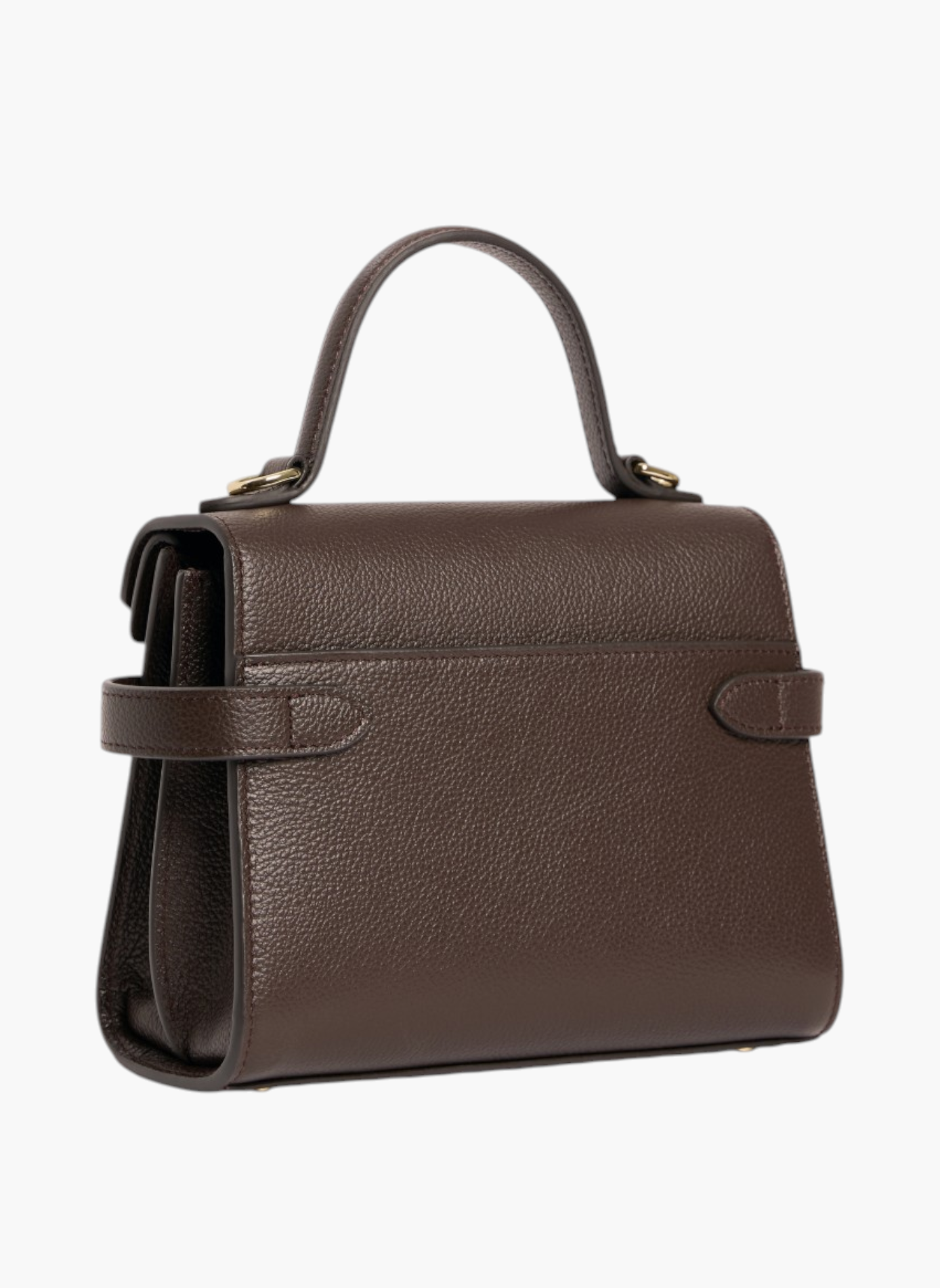 Petit sac à main double rabat emilie en cuir grainé LE TANNEUR Marron