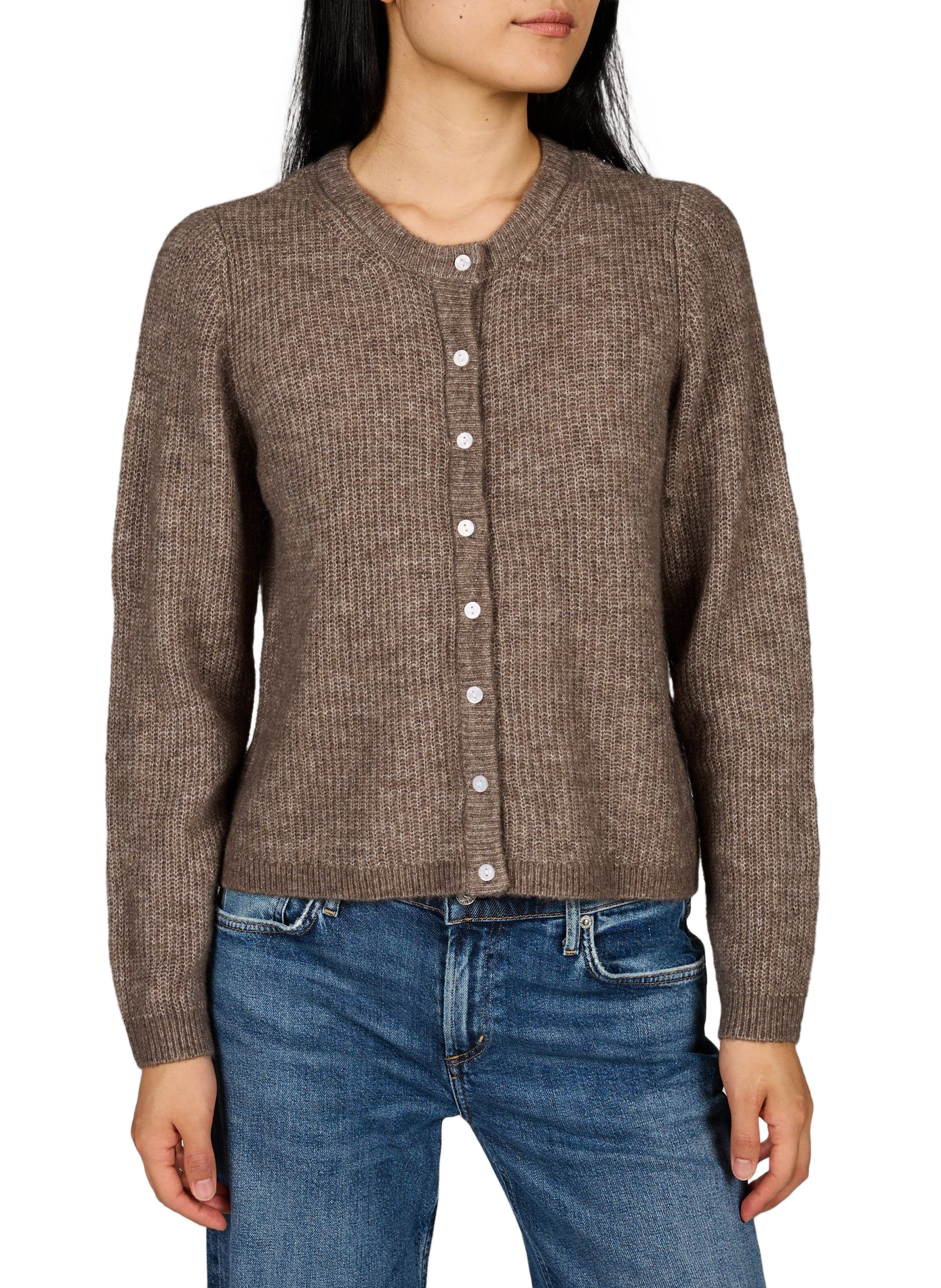 Vilory Rippstrick-Cardigan mit Rundhalsausschnitt VILA Braun