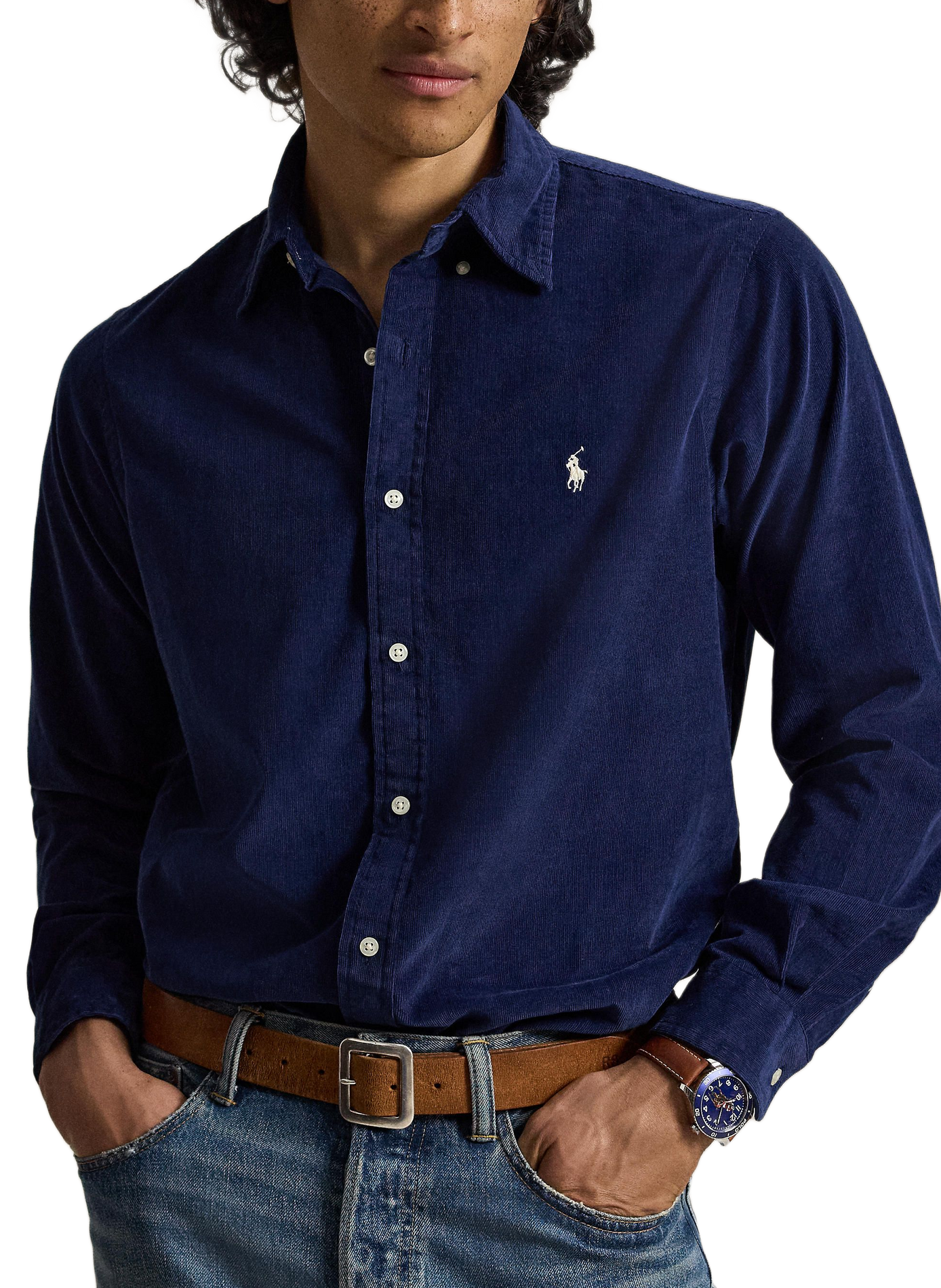 Rechte corduroy hemd van katoen POLO RALPH LAUREN Blauw