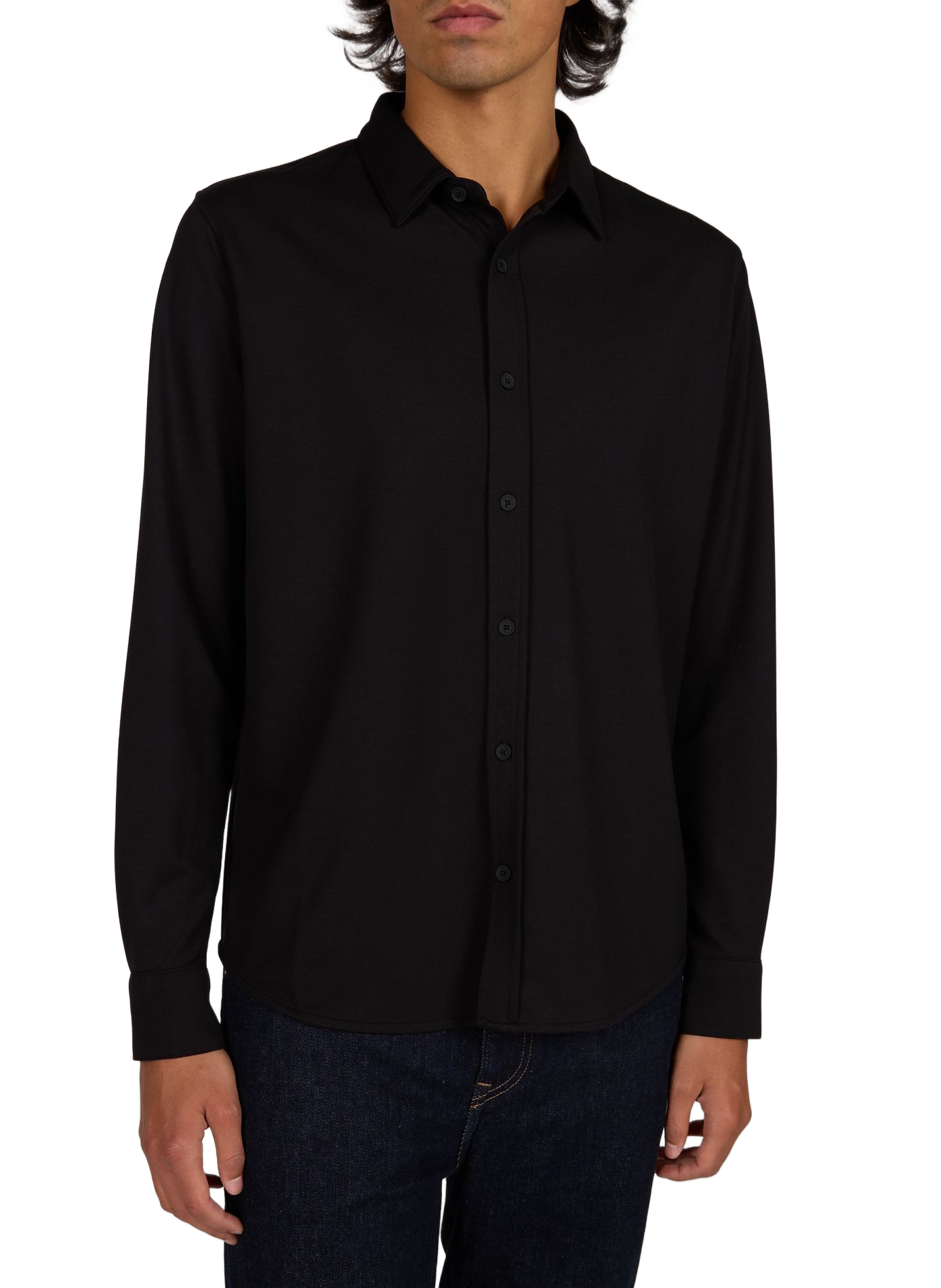 Straight shirt with classic collar in blended wool 1789 CALA Black