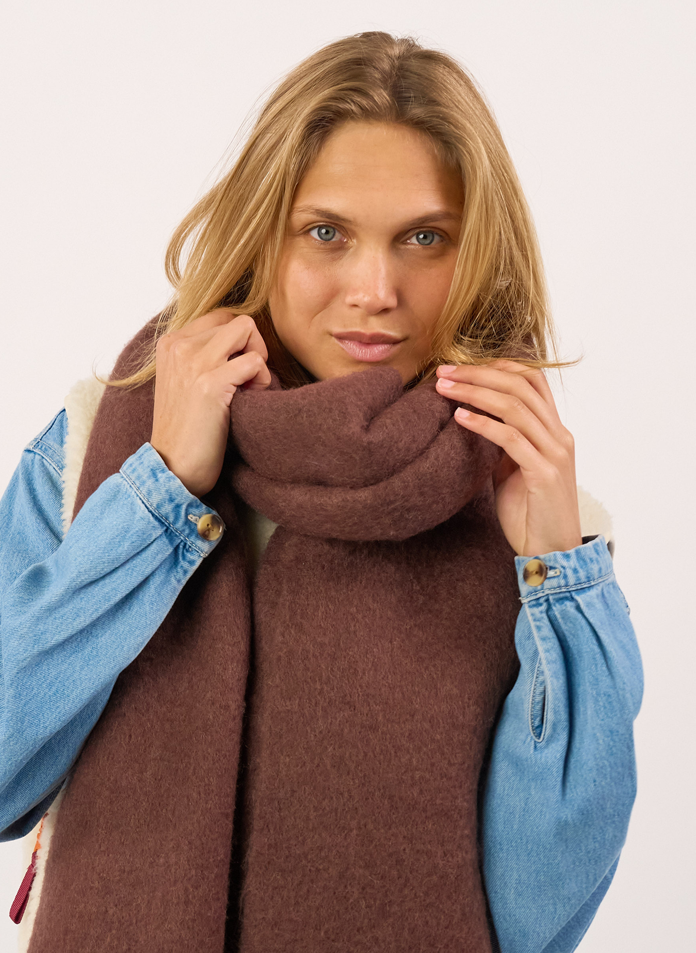 Echarpe en laine large BILLYBELT Marron