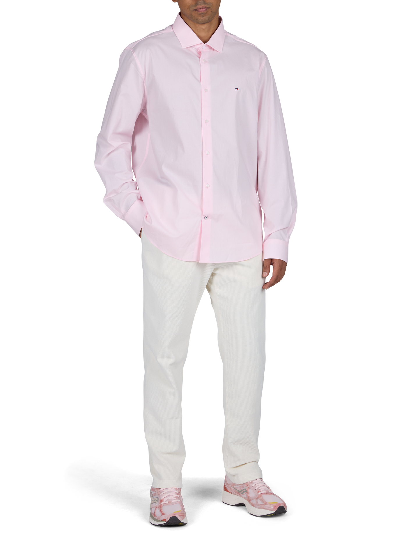 Gerade geschnittenes Hemd mit klassischem Kragen aus Baumwollmischung TOMMY HILFIGER Rosa