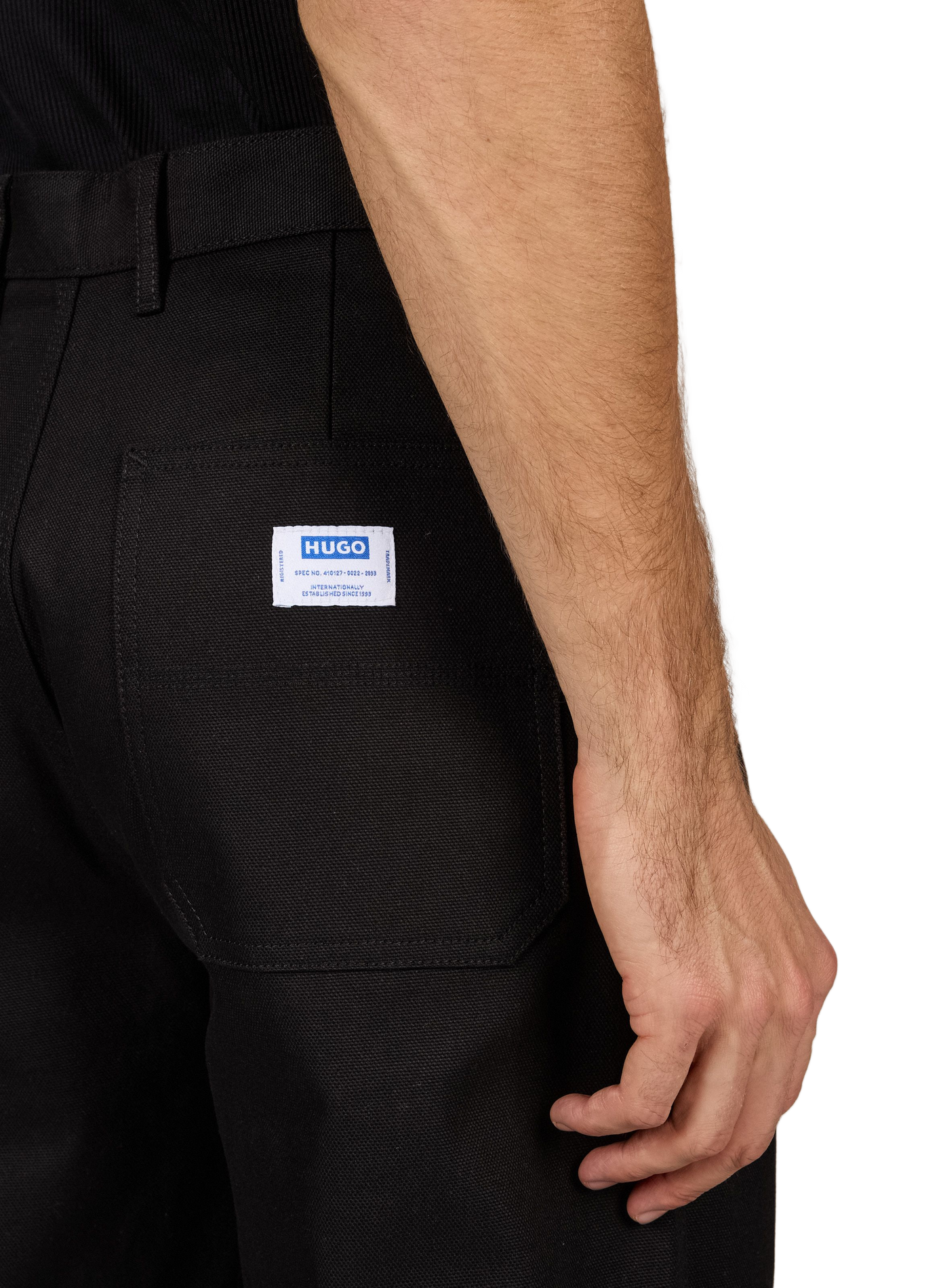 Straight cotton-blend trousers HUGO BLUE Black