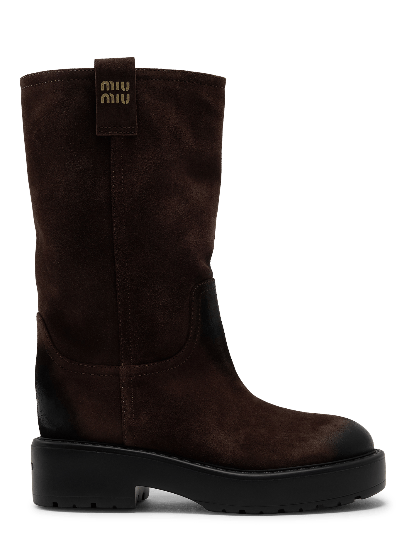 Bottes en cuir suédé d'agneau  MIU MIU Marron