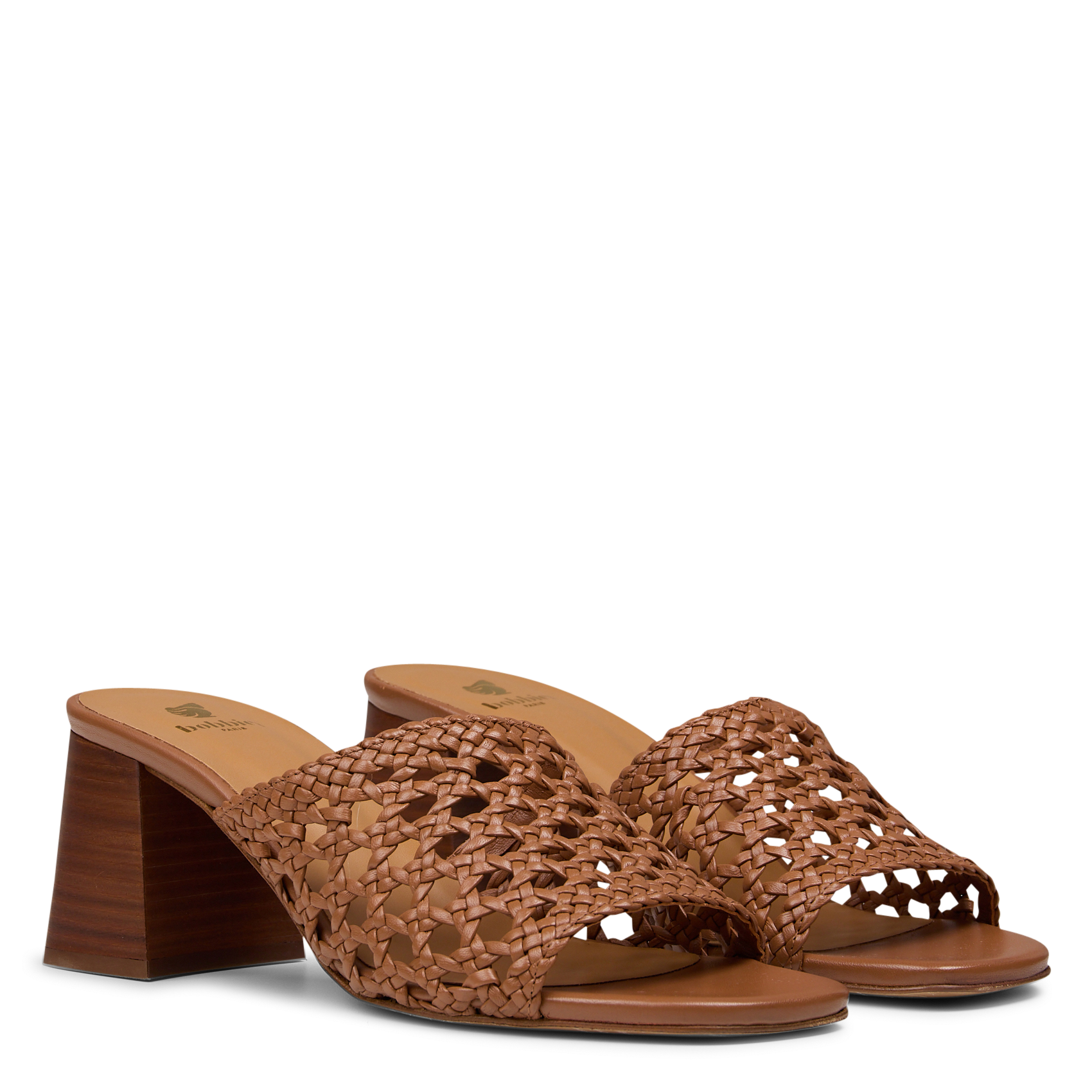 Mules ajourées en cuir kelly BOBBIES Marron