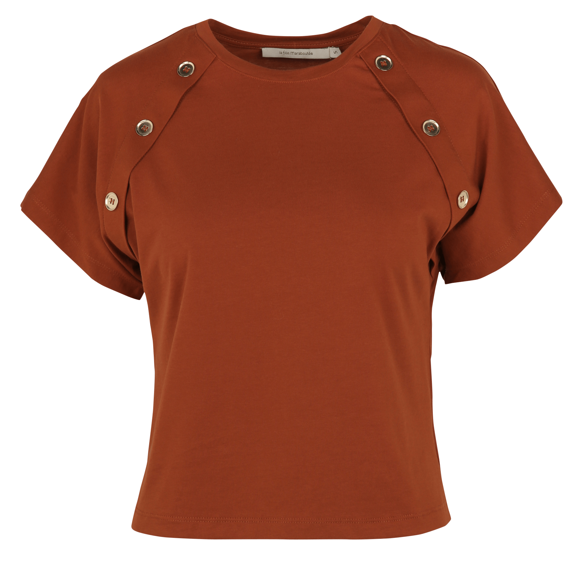 Recht T-shirt met ronde hals van biologisch katoen LA FEE MARABOUTEE Oranje