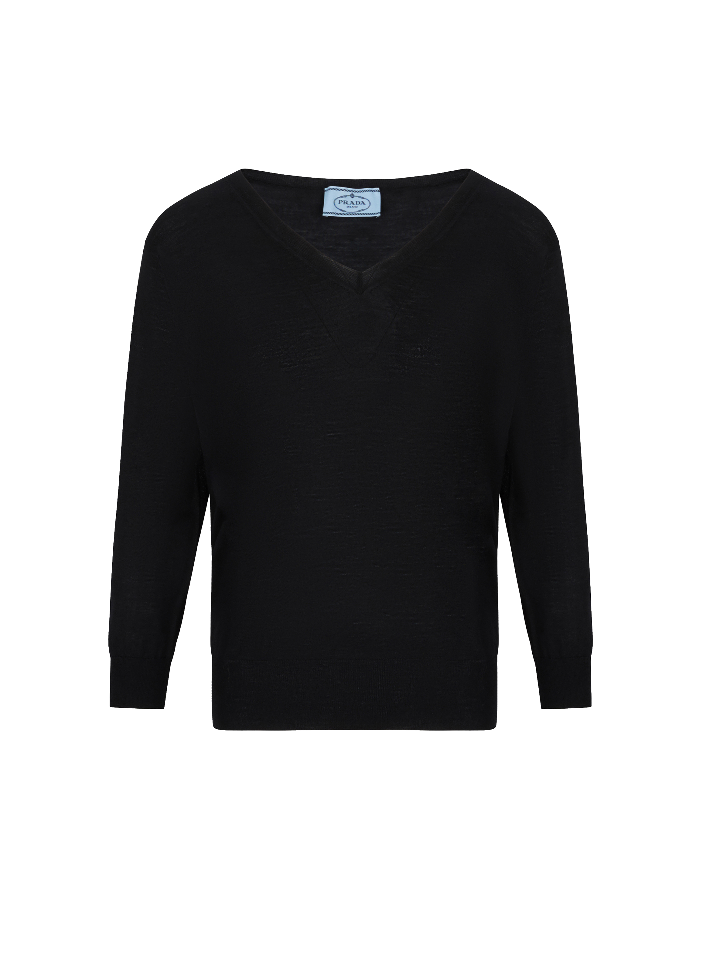 PRADA Wool V-neck Jumper Black