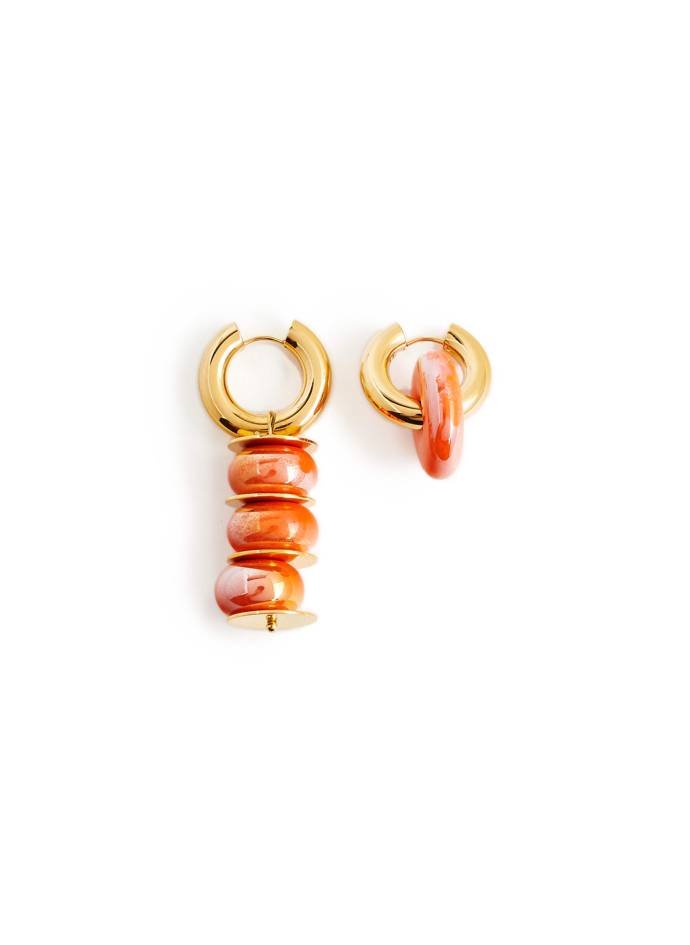 TIMELESS PEARLY Boucles d'oreille en laiton plaqué or Orange