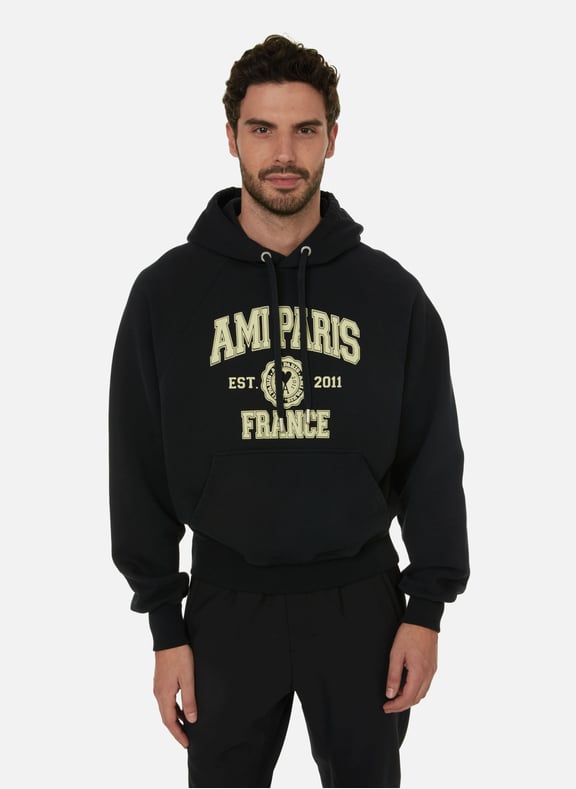 Hoodie en coton biologique Noir by AMI PARIS AMI PARIS Hoodie en coton biologique Noir