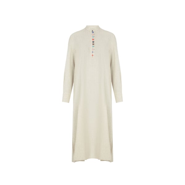 Robe Caftan en coton et lin