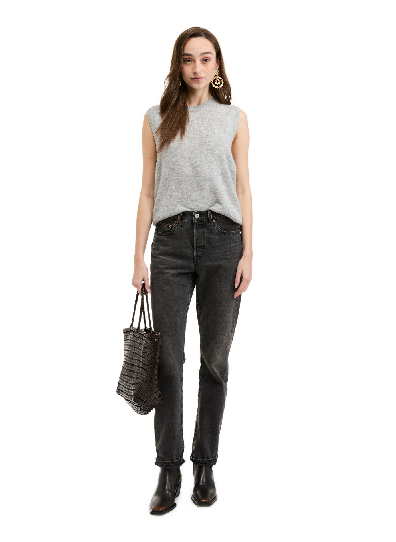 Sleeveless wool blend sweater SAISON 1865 Grey