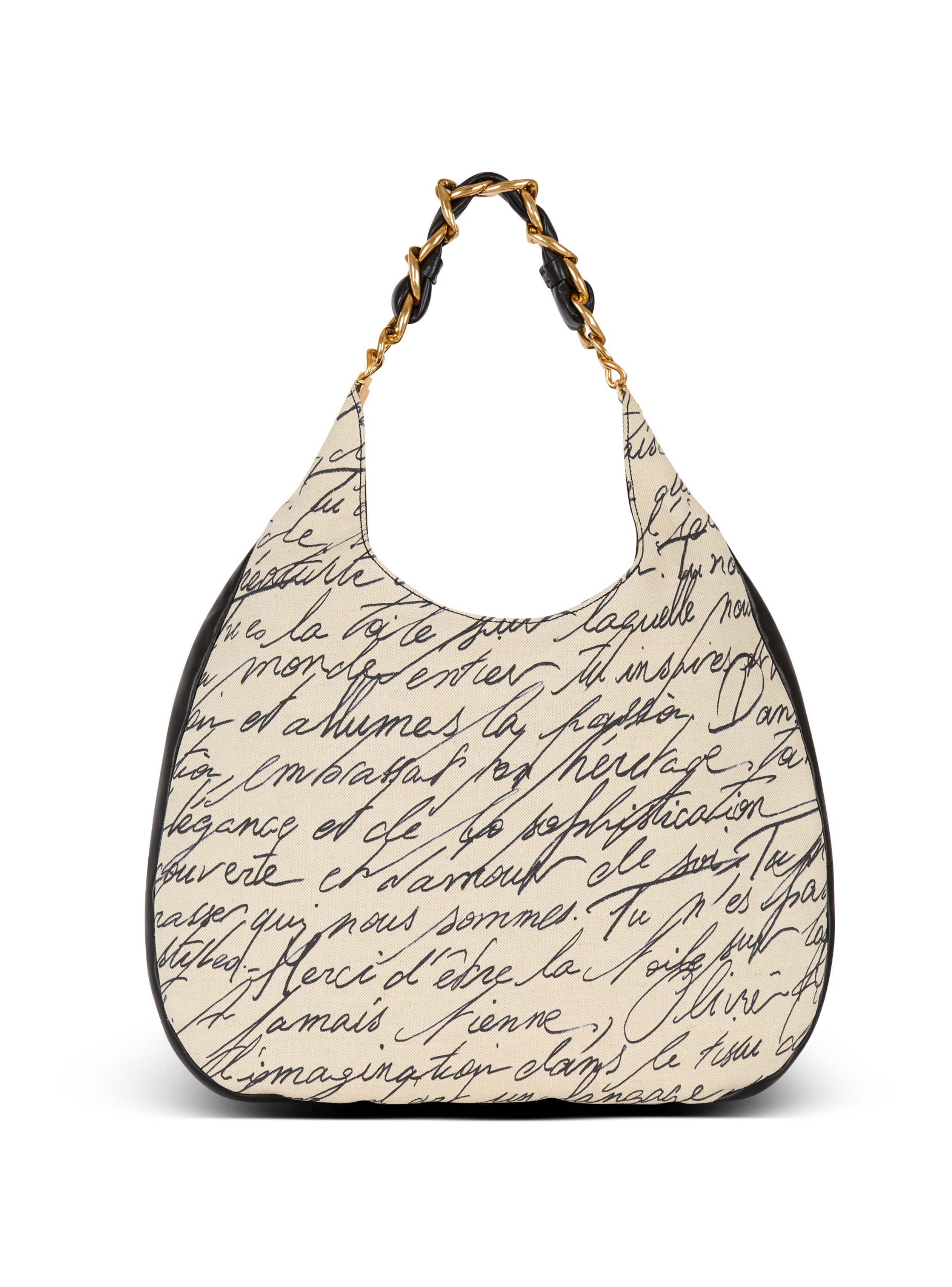 Sac cabas 1945 soft hobo large en toile imprimée BALMAIN Beige