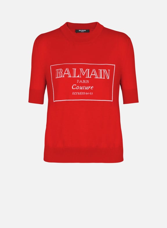 Top bicolore en maille balmain couture Rouge by BALMAIN BALMAIN Top bicolore en maille balmain couture Rouge