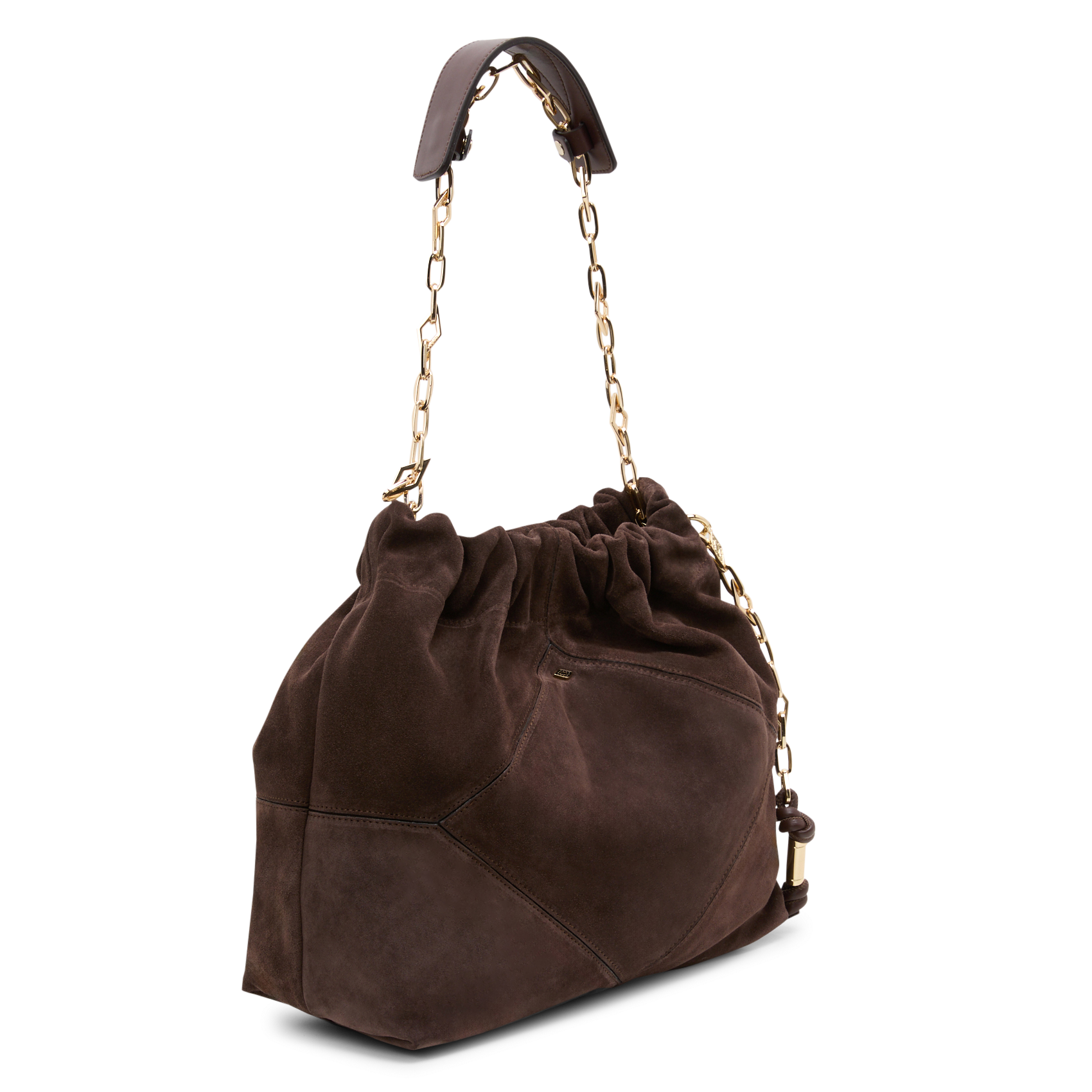 Sac bandoulière tote en cuir velours june tote BA&SH Marron