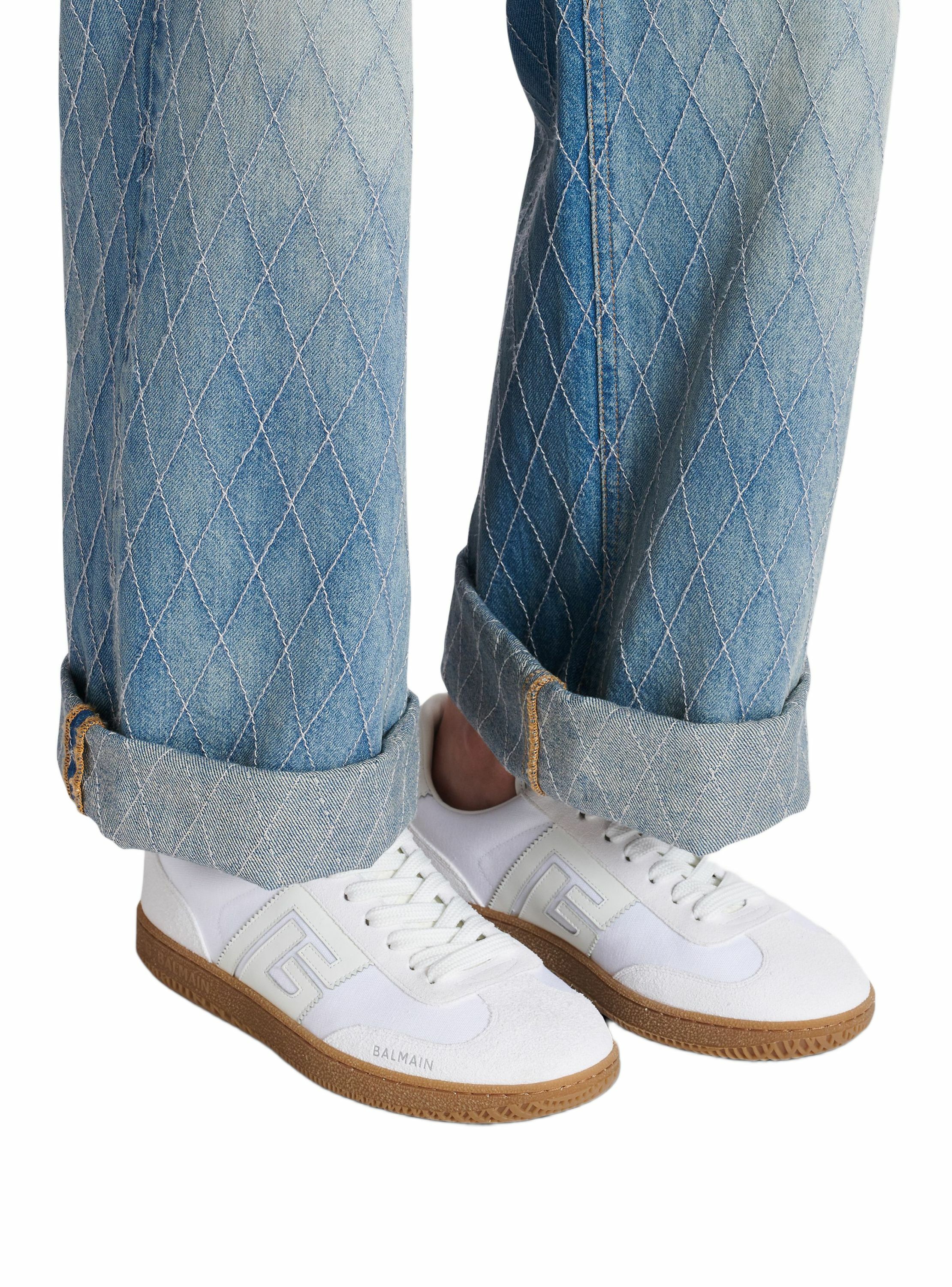 Baskets balmain swan en cuir et toile BALMAIN Blanc