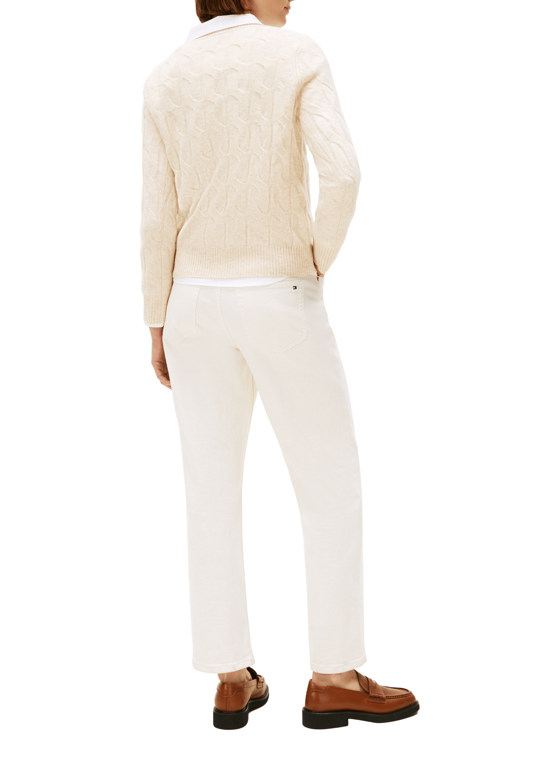 Pull torsadé en laine  TOMMY HILFIGER Beige