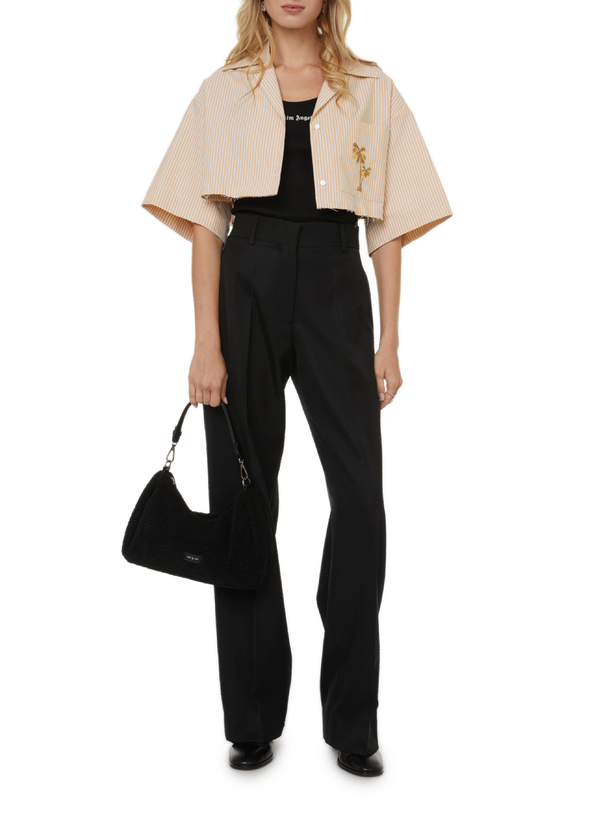 Chemise courte en coton PALM ANGELS Jaune