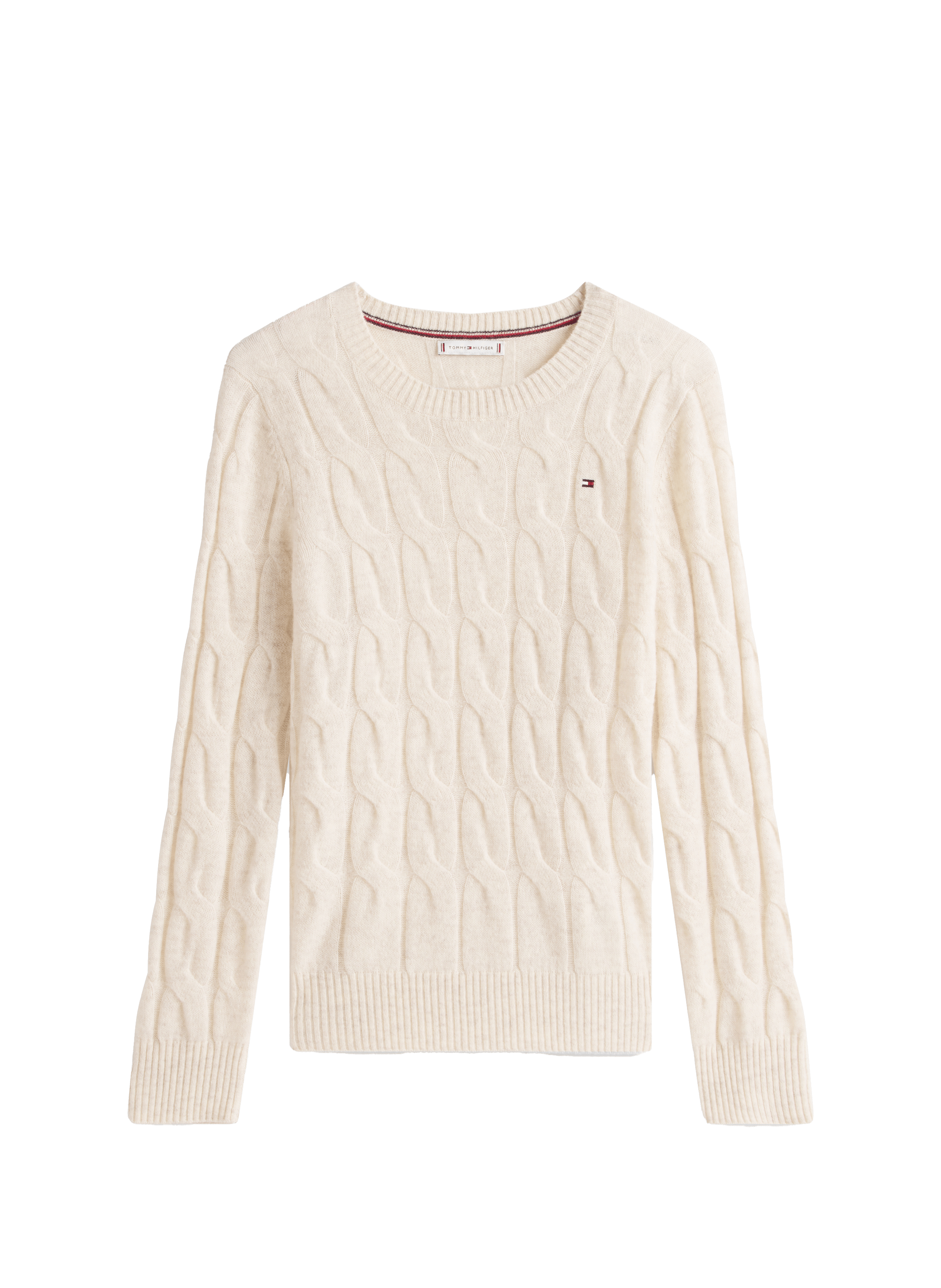 Pull torsadé en laine  TOMMY HILFIGER Beige