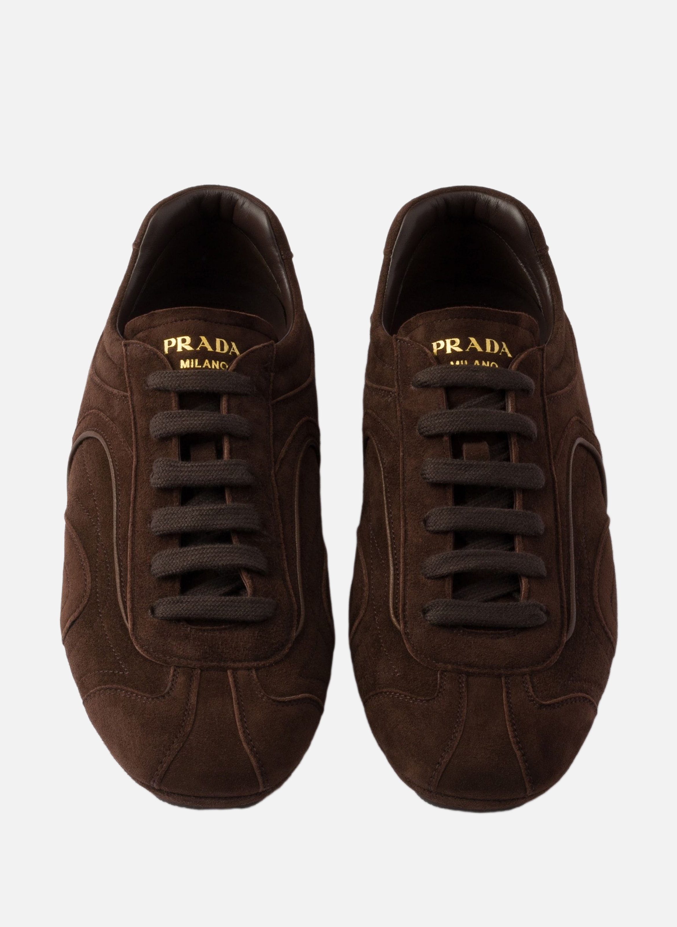 Baskets montecarlo re-edition 2005 en daim PRADA Marron