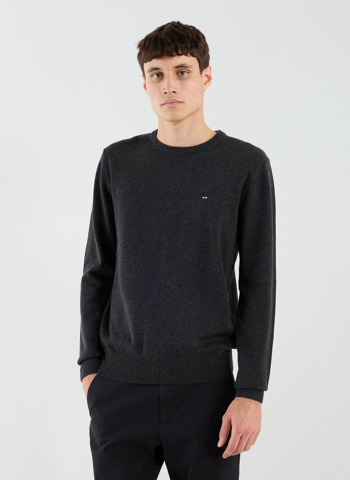 Round neck wool and cotton sweater EDEN PARK Grey
