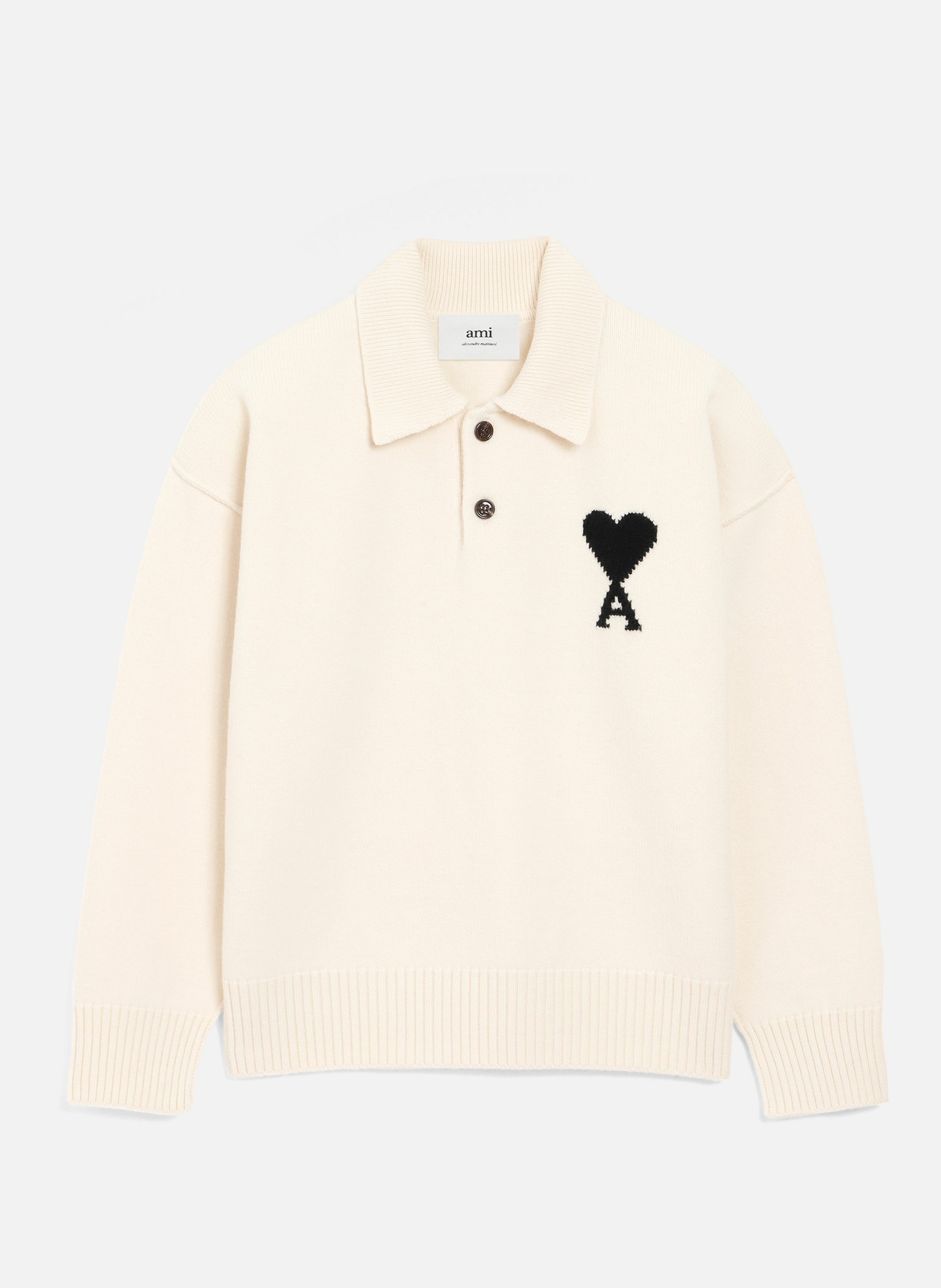 Polo ami de coeur en laine unisexe Blanc
