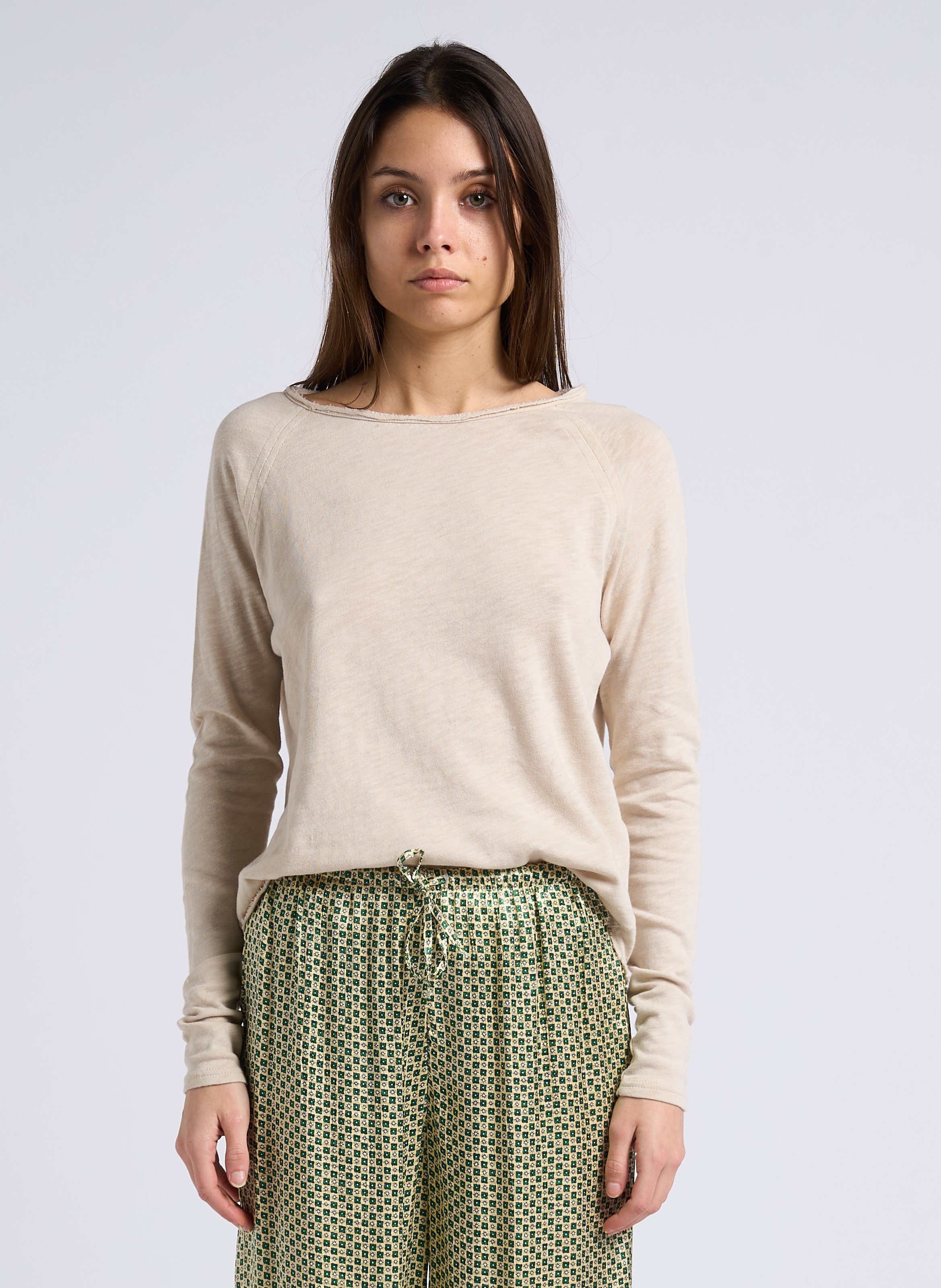 Tee-shirt à col bateau en coton sonoma AMERICAN VINTAGE Beige