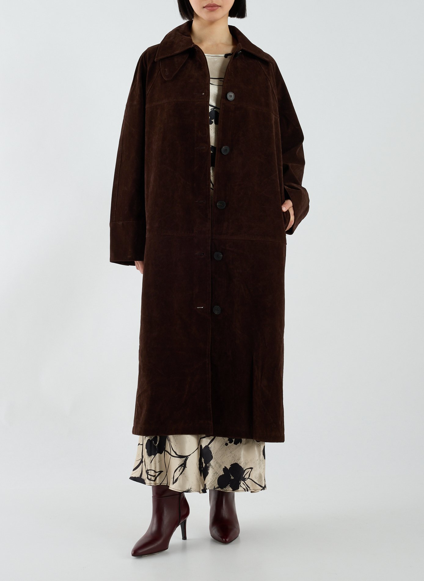 Oversized coat with Italian collar TOPSHOP Brown