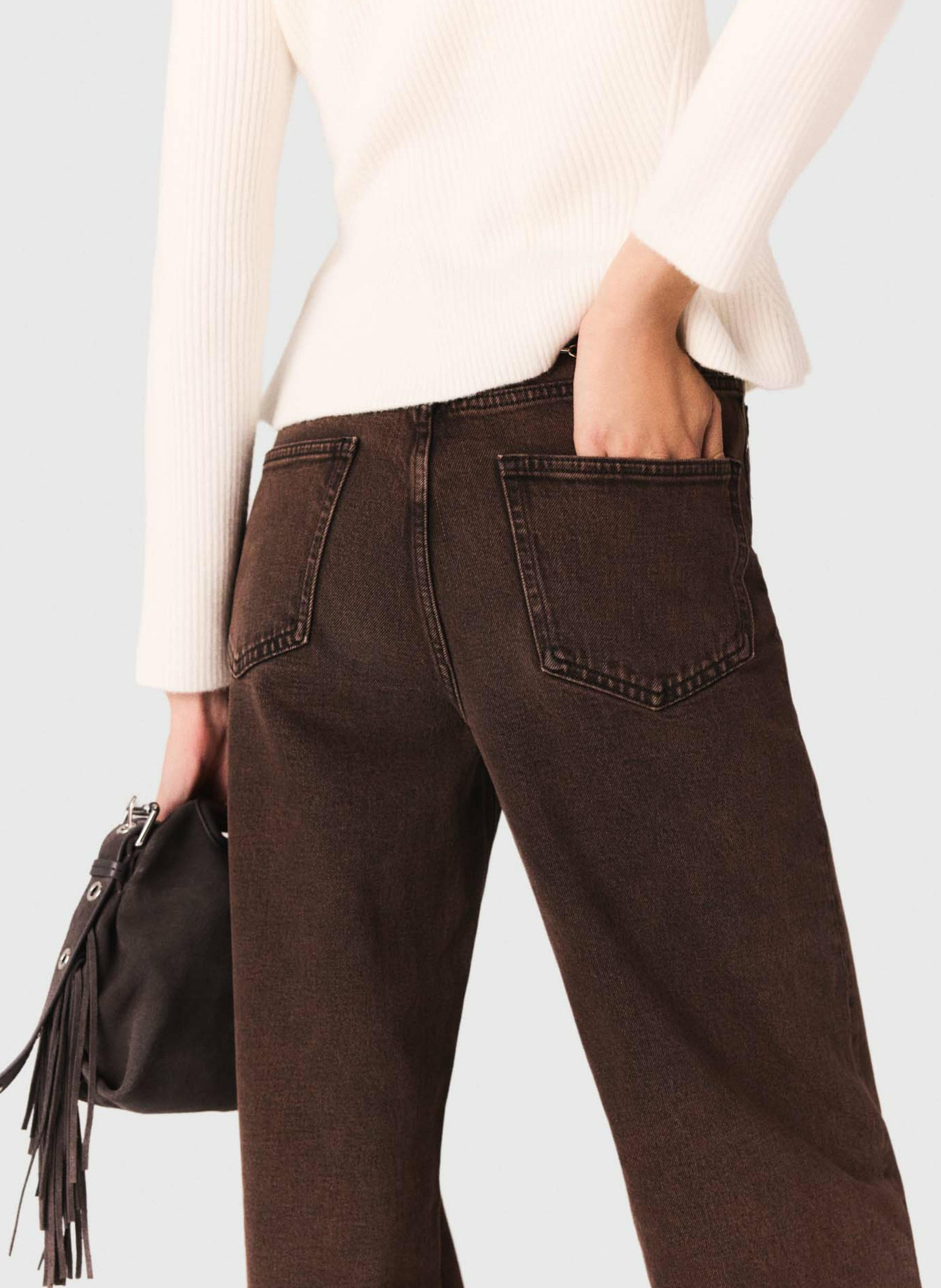 Jean droit en coton mélangé MAJE Marron