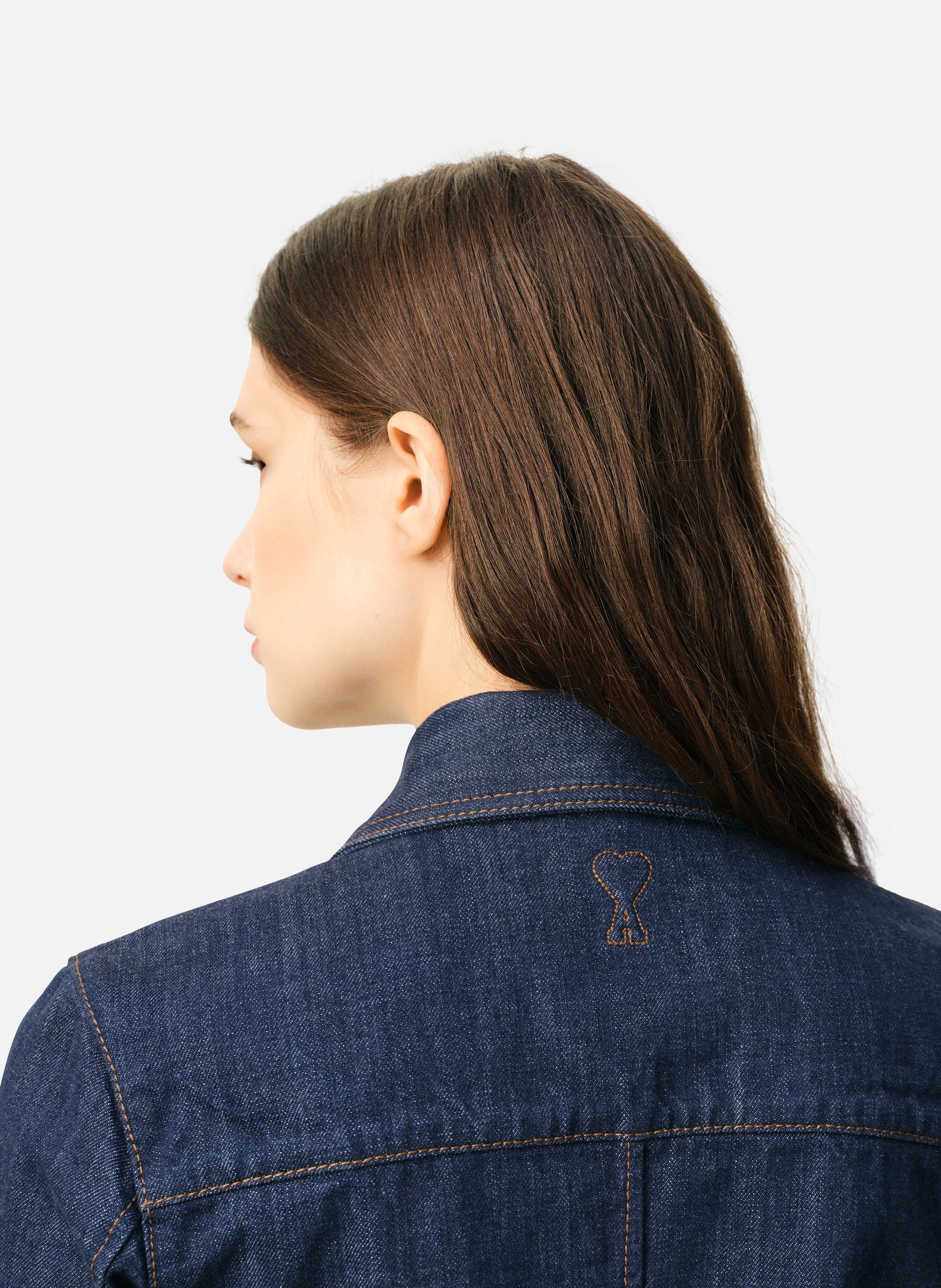 Chemise avec col en pointe en coton AMI PARIS Bleu