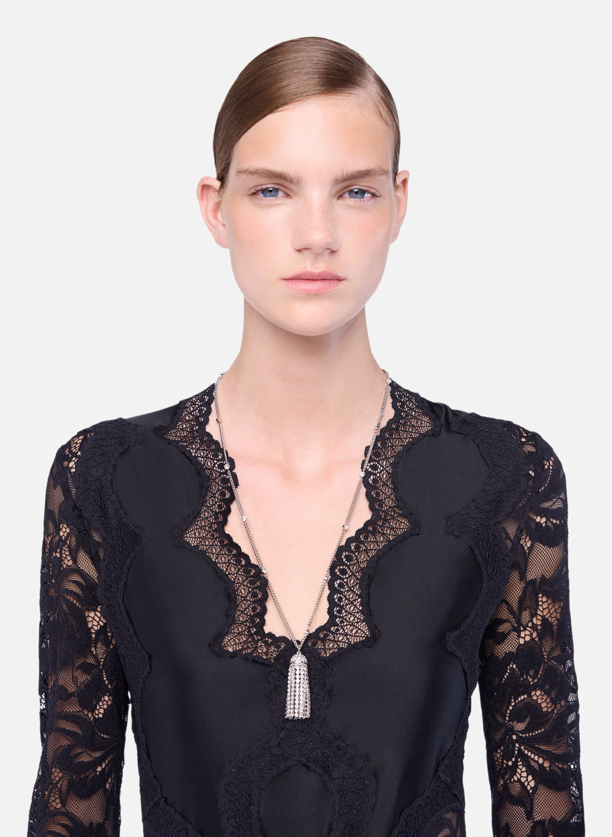 Collier pompon en strass RABANNE Argent