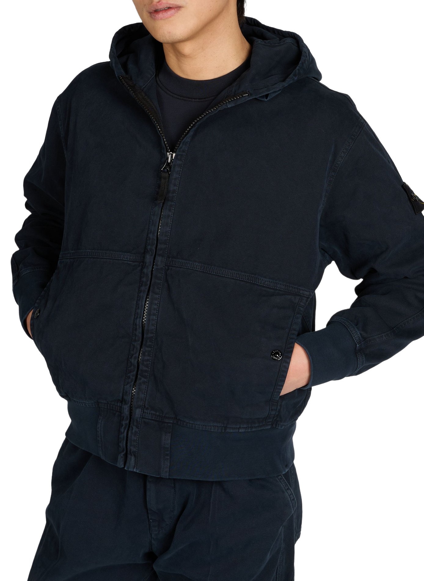 Sweat droit zippé en coton  STONE ISLAND Bleu