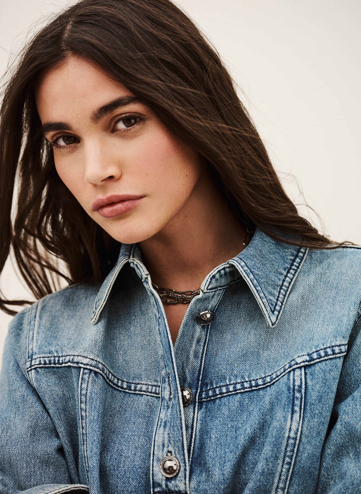 Top droit col classique en coton tavy BA&SH Bleu