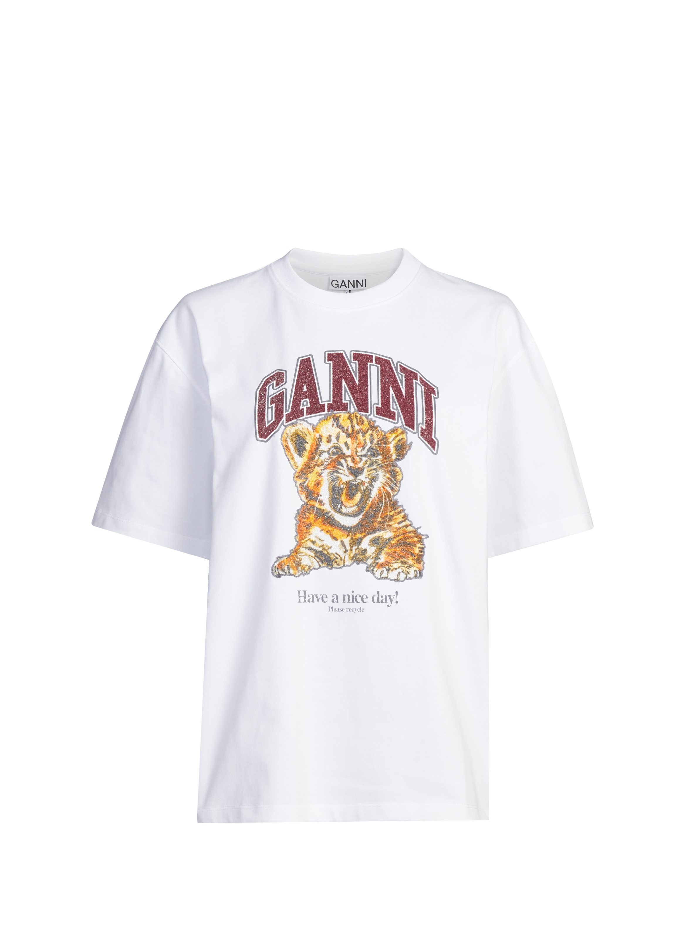 Biker-style cotton t-shirt GANNI White