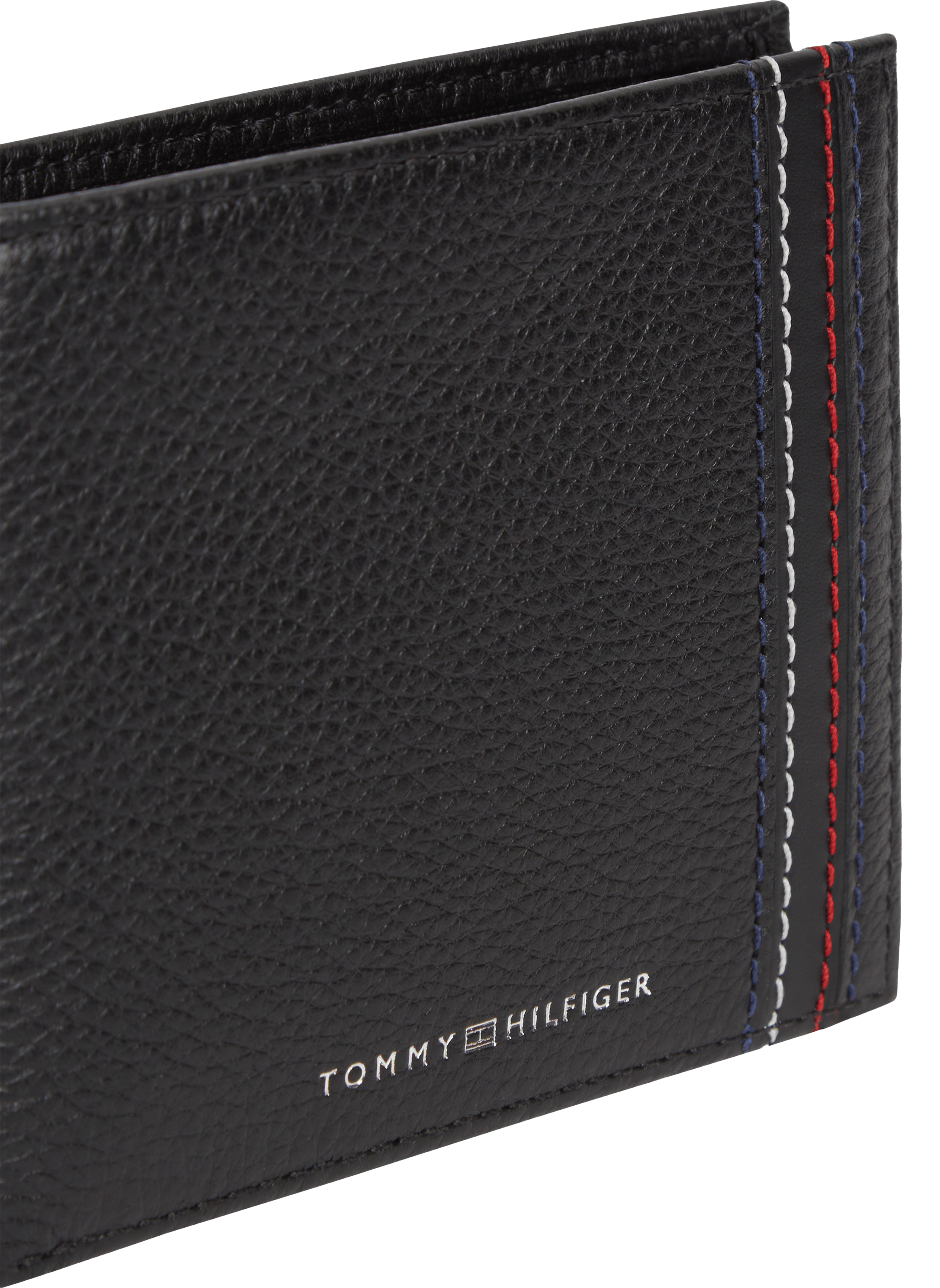 Grained leather card holder Black