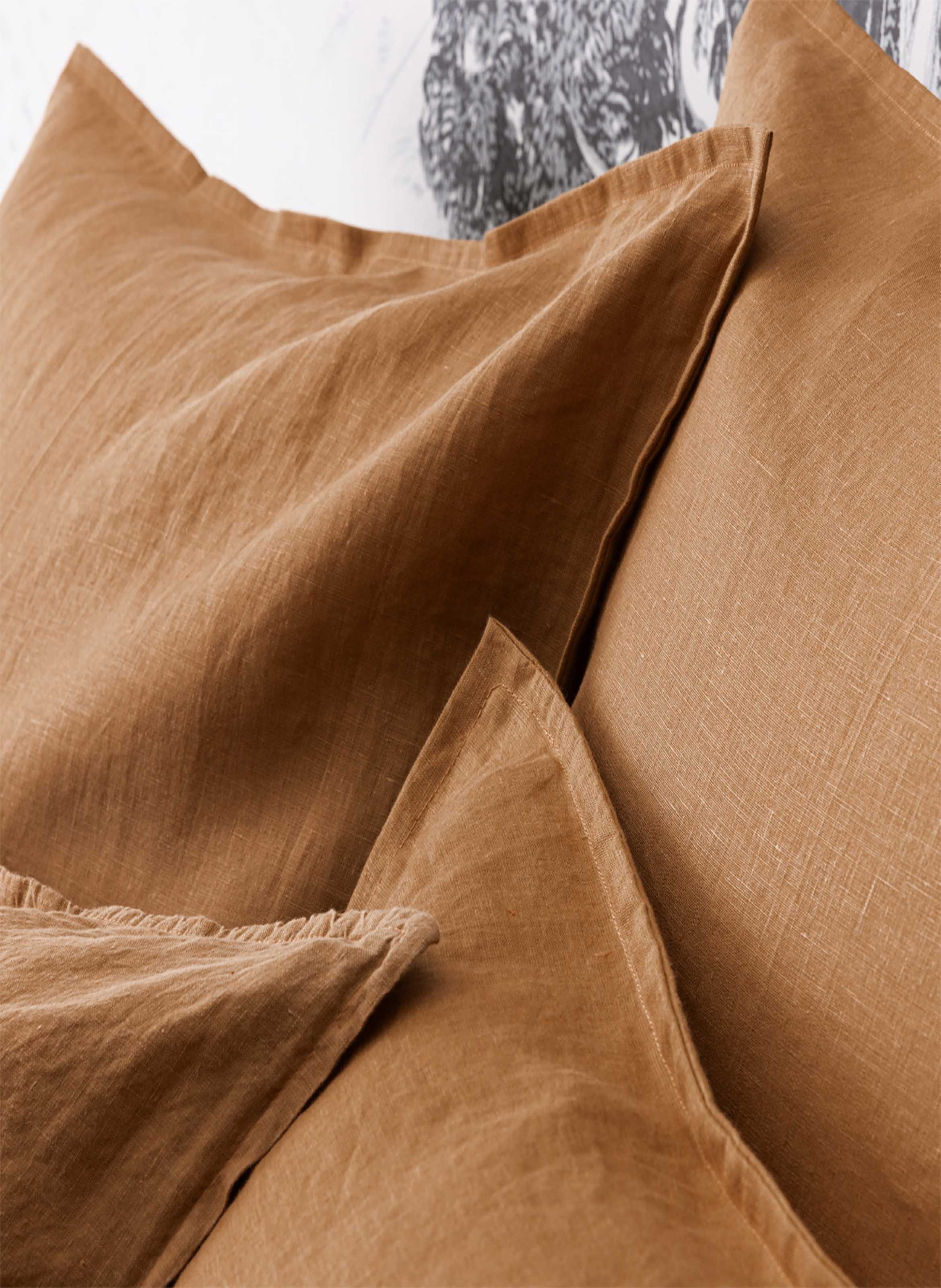 Taie d'oreiller unie en lin lavé, nouvelle vague ALEXANDRE TURPAULT Marron
