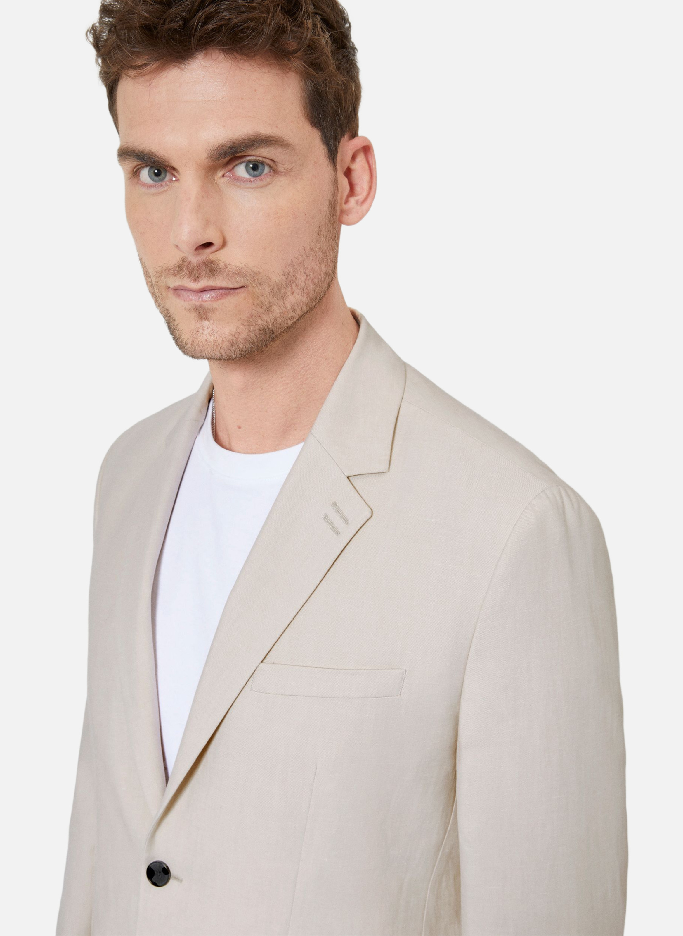 Veste de costume en coton lin THE KOOPLES Beige