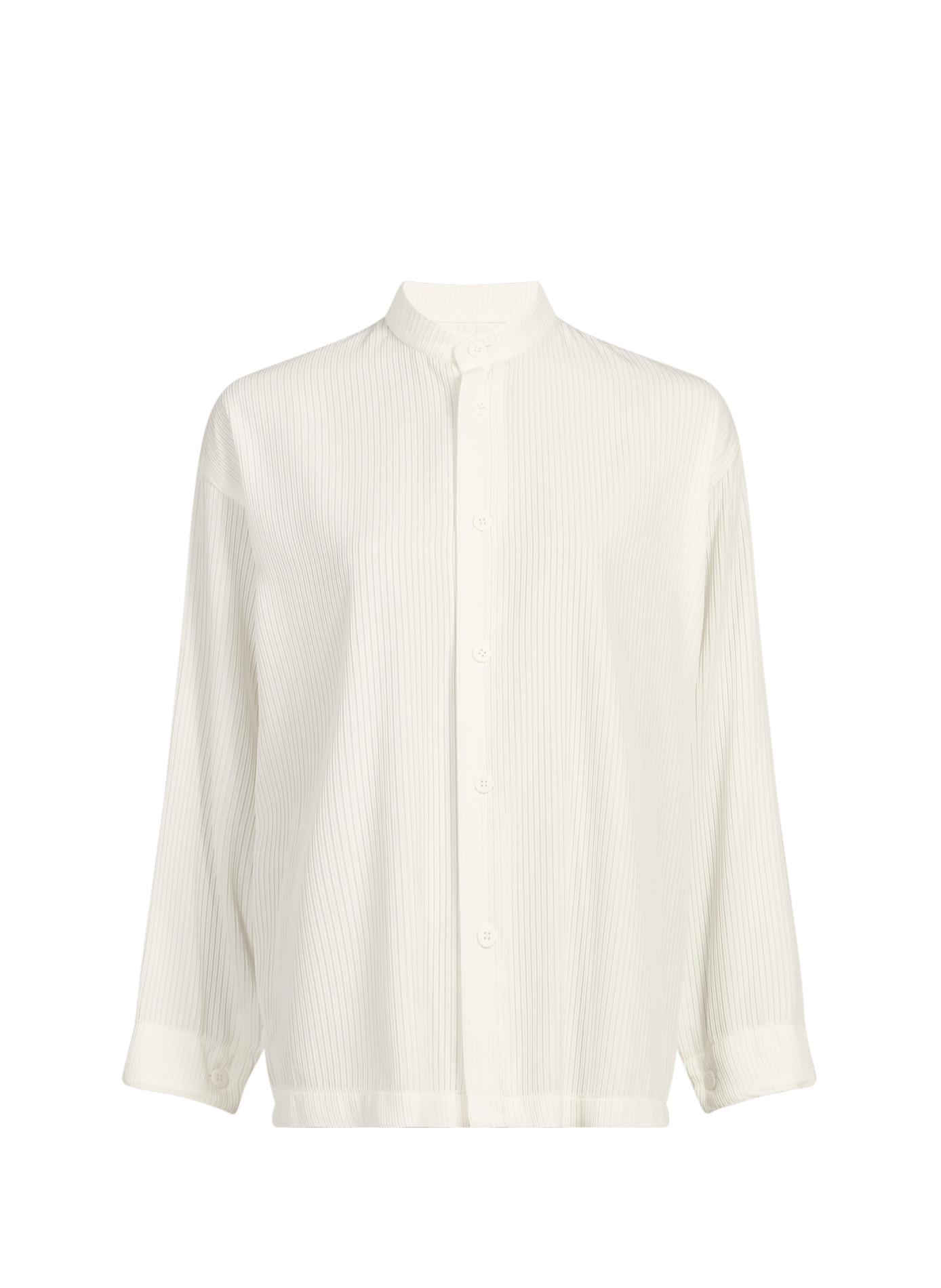 Straight pleated shirt with mandarin collar ISSEY MIYAKE Beige
