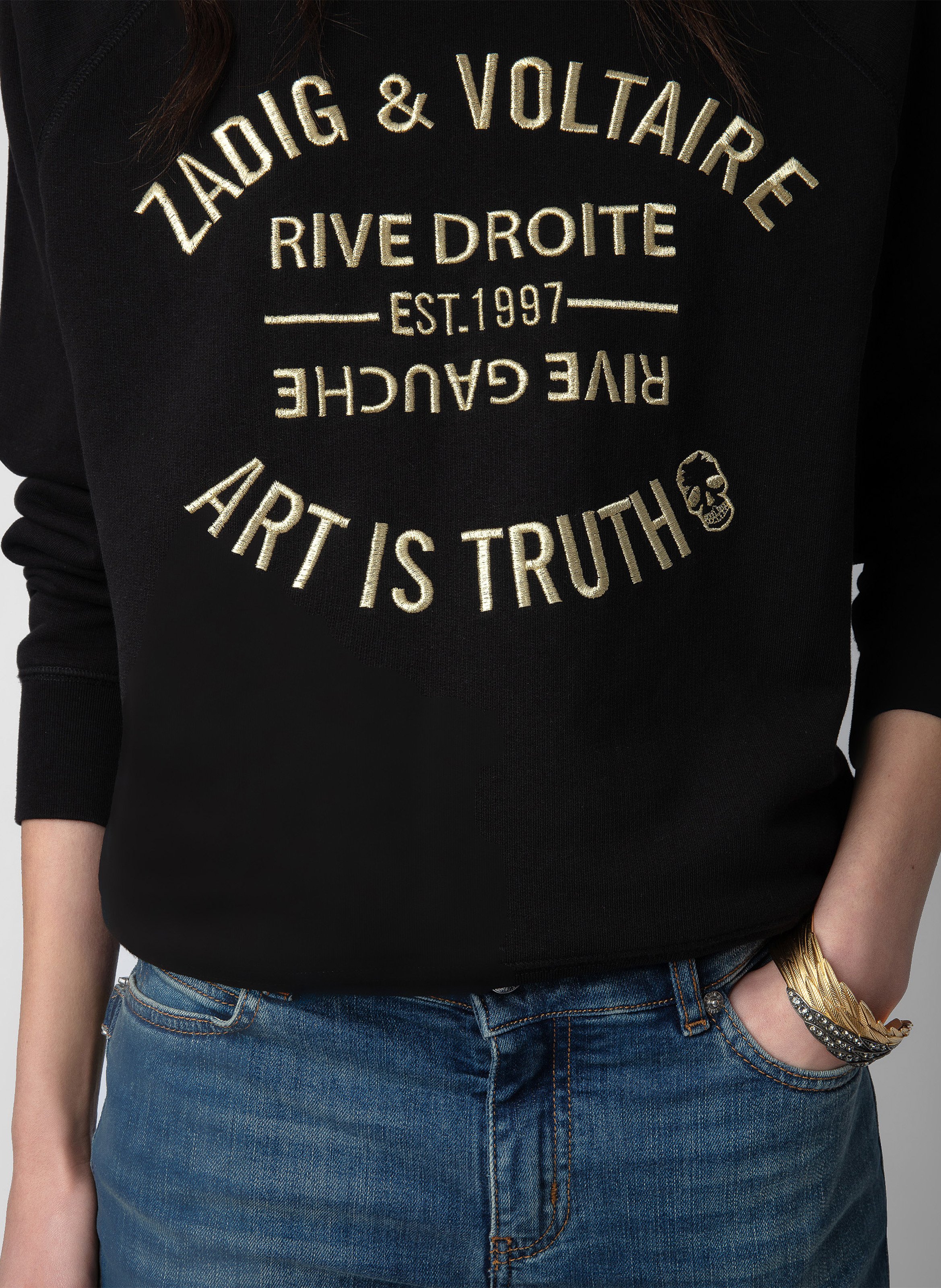 Sweat droit en coton ZADIG&VOLTAIRE Noir