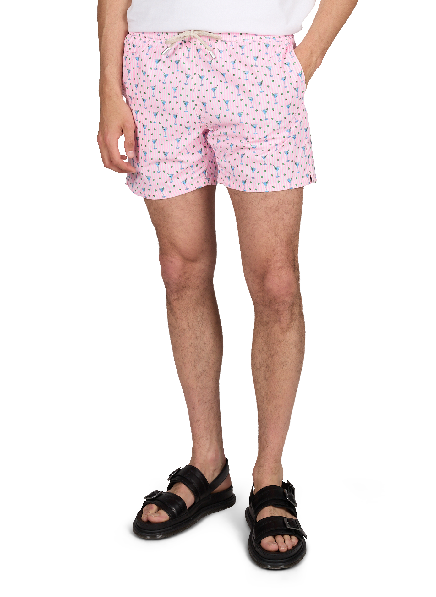 Stretch swim shorts with floral print MC2 SAINT BARTH Pink